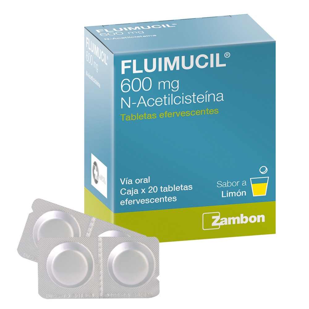Fluimucil Efervescente 600 mg – 20 tabletas (acetilcisteína)
