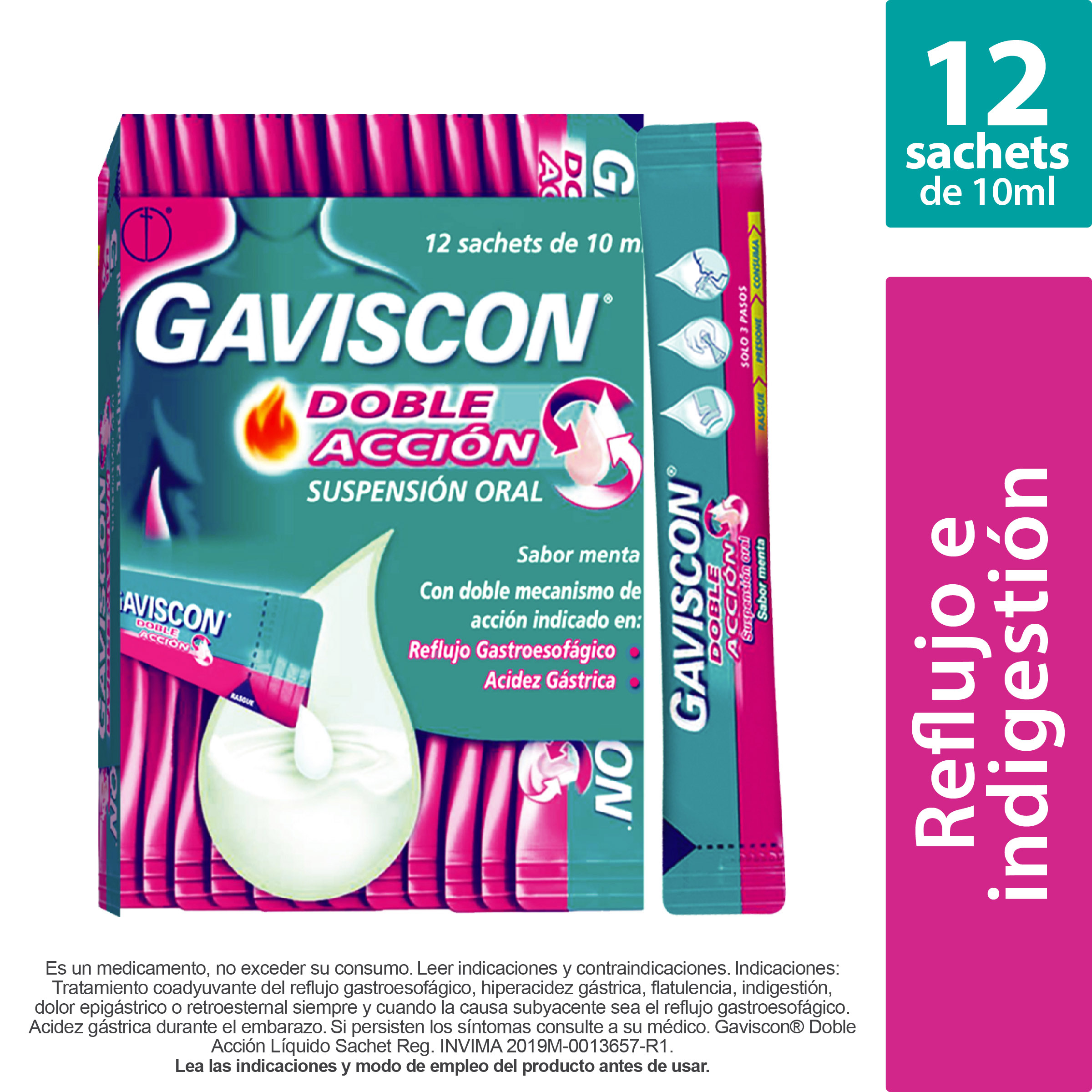 GAVISCON Doble Acción – Suspensión 10 ml x12