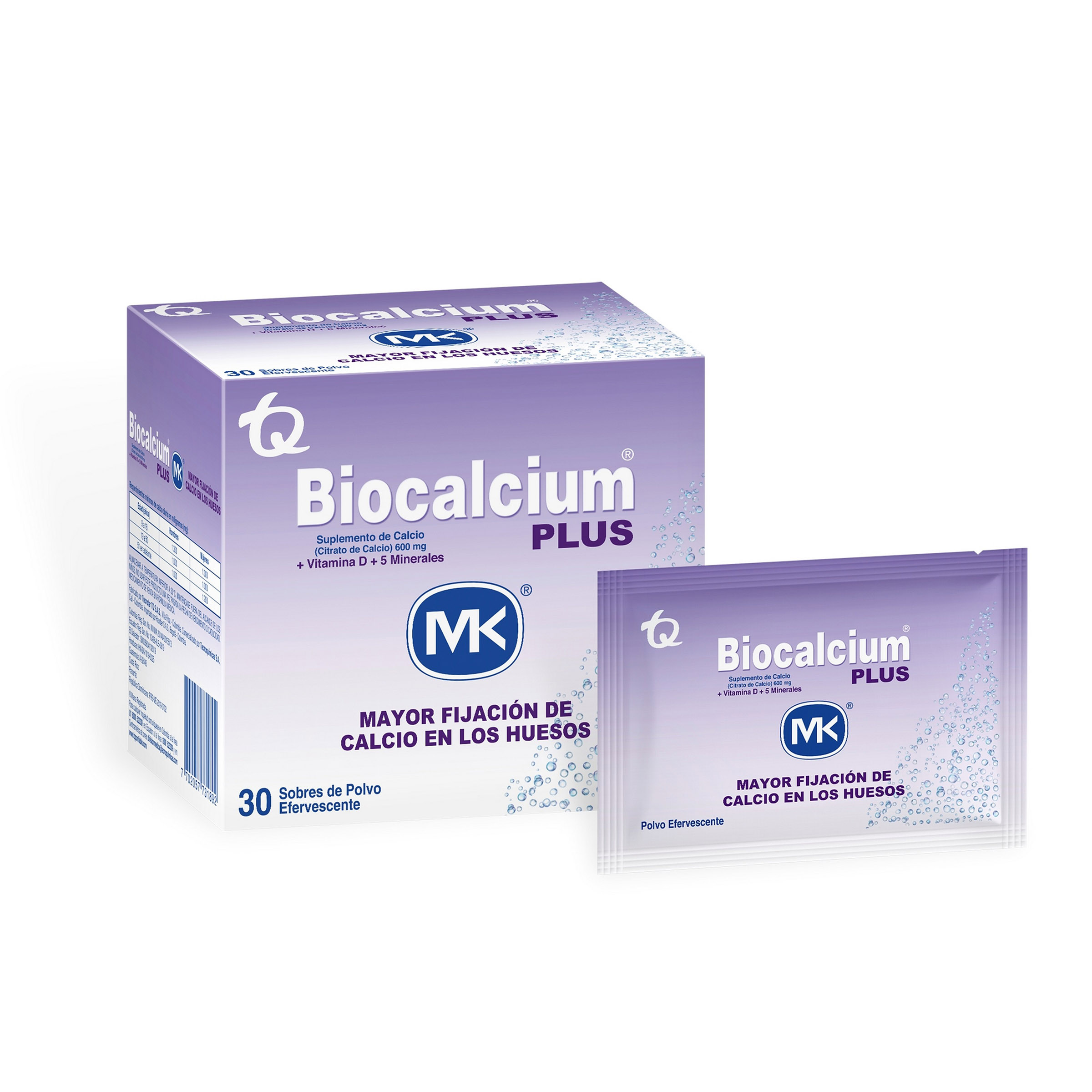 Biocalcium Plus polvo 30 sobres – calcio, vitamina D y 5 minerales (TECNOQUIMICAS S.A.)