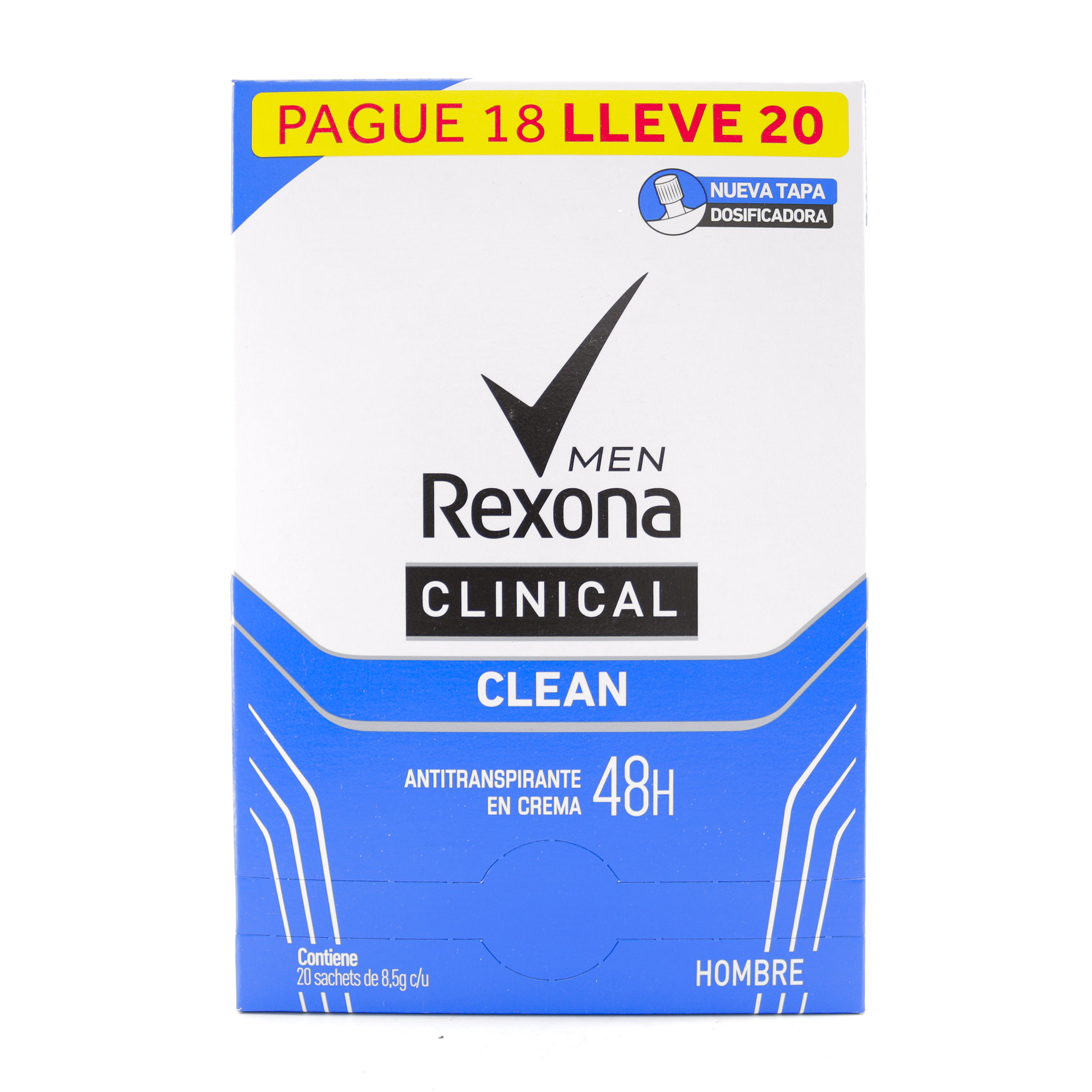 Desodorante Rexona Clean en Sobres 8.5 g - pack 18