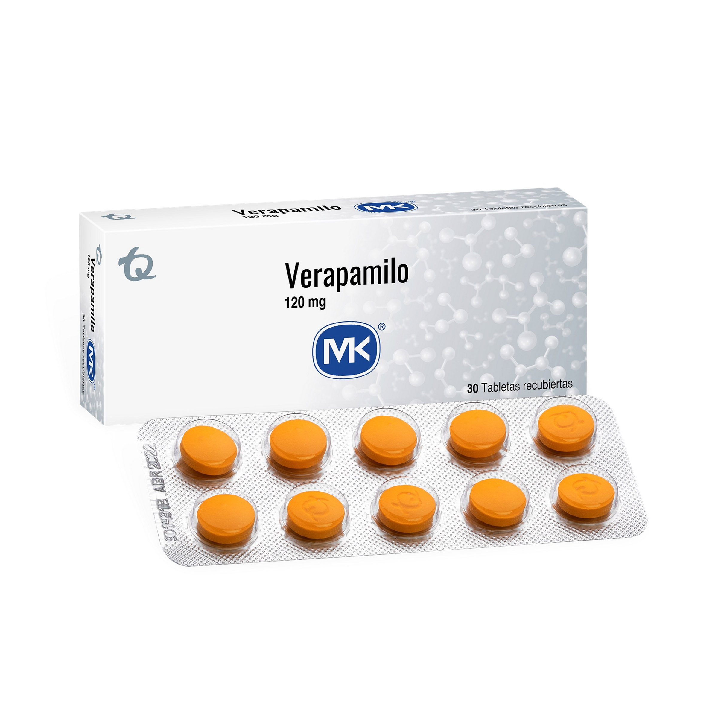 Verapamil 120 mg - 30 tabletas | TECNOQUIMICAS
