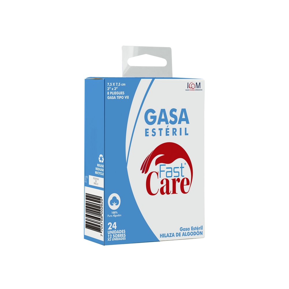 Gasa estéril 3x3 cm 12 uds – Fast Care