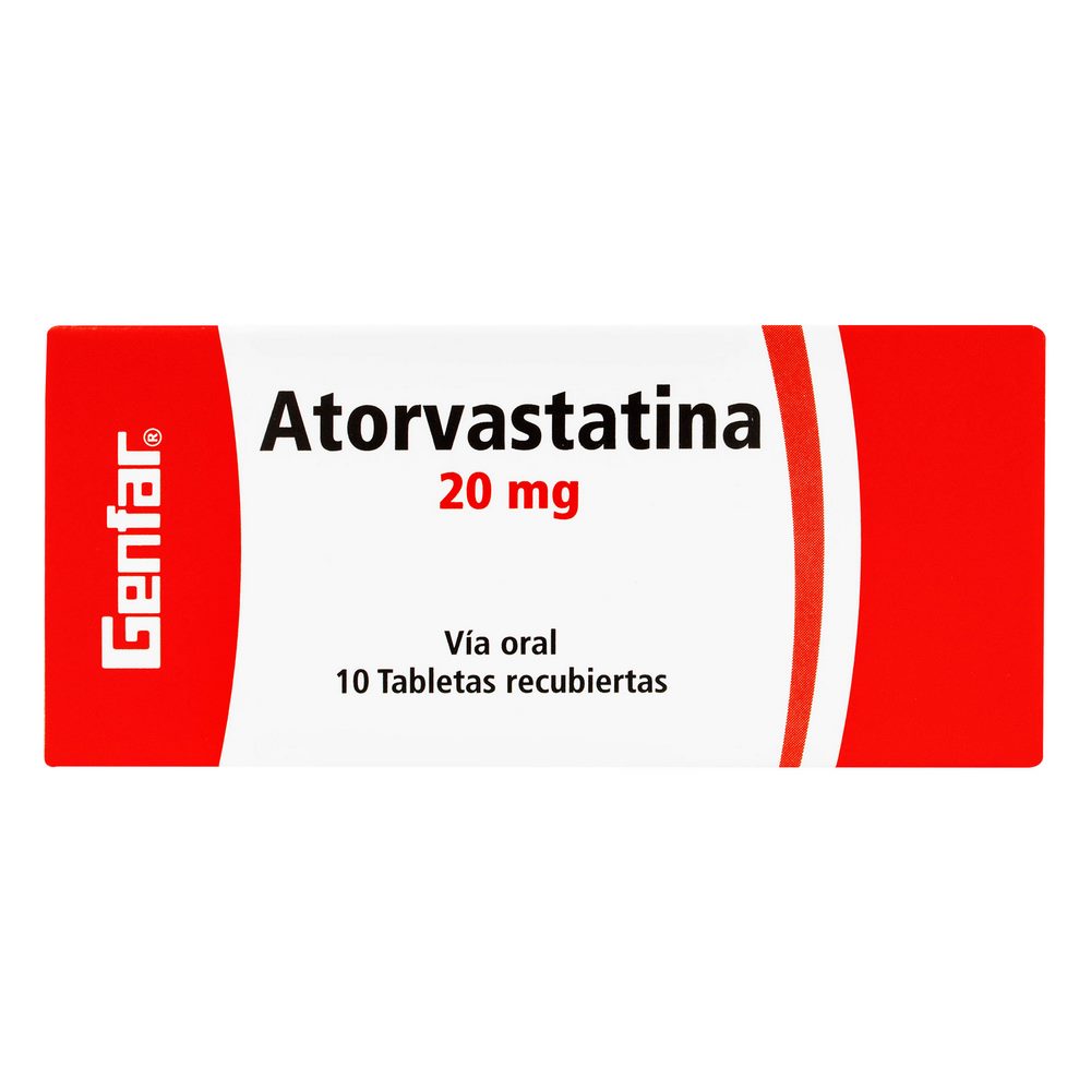Atorvastatina 20 mg, 10 tabletas - Genfar