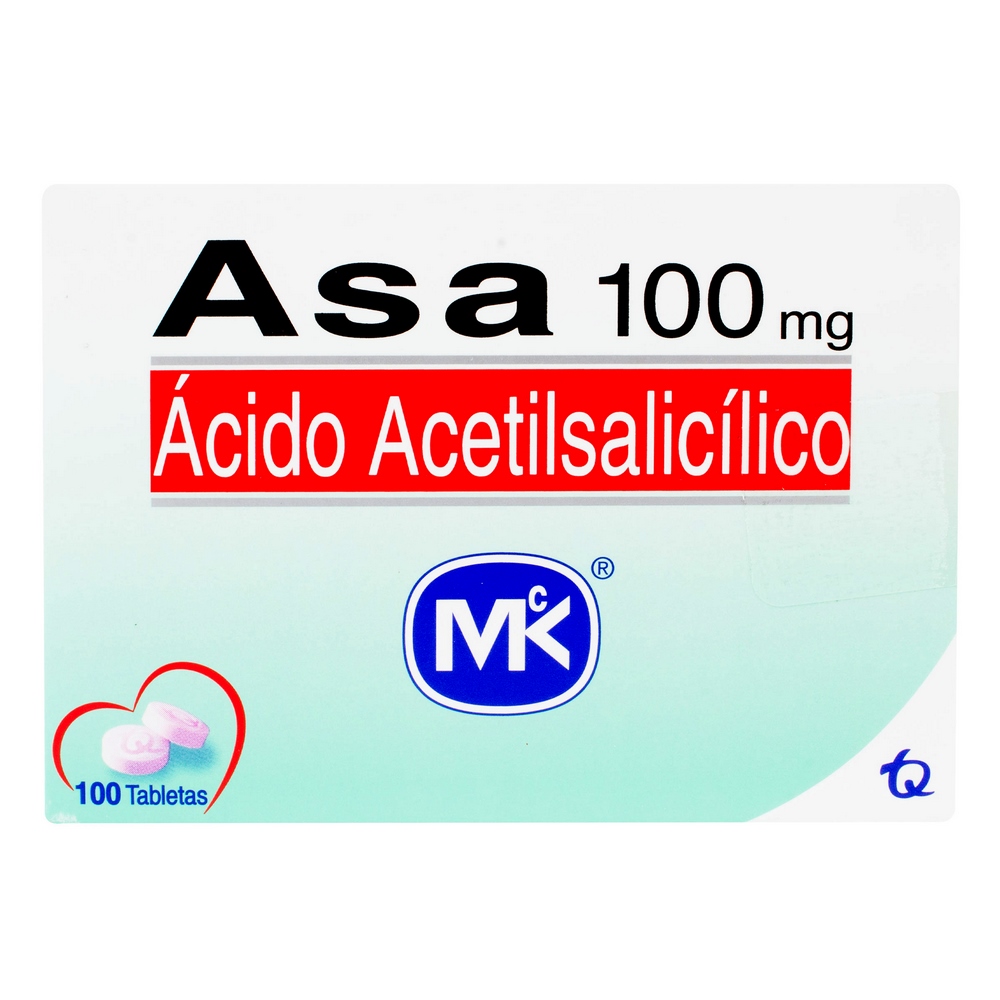 ASA 100 mg – 100 tabletas (acetilsalicílico)