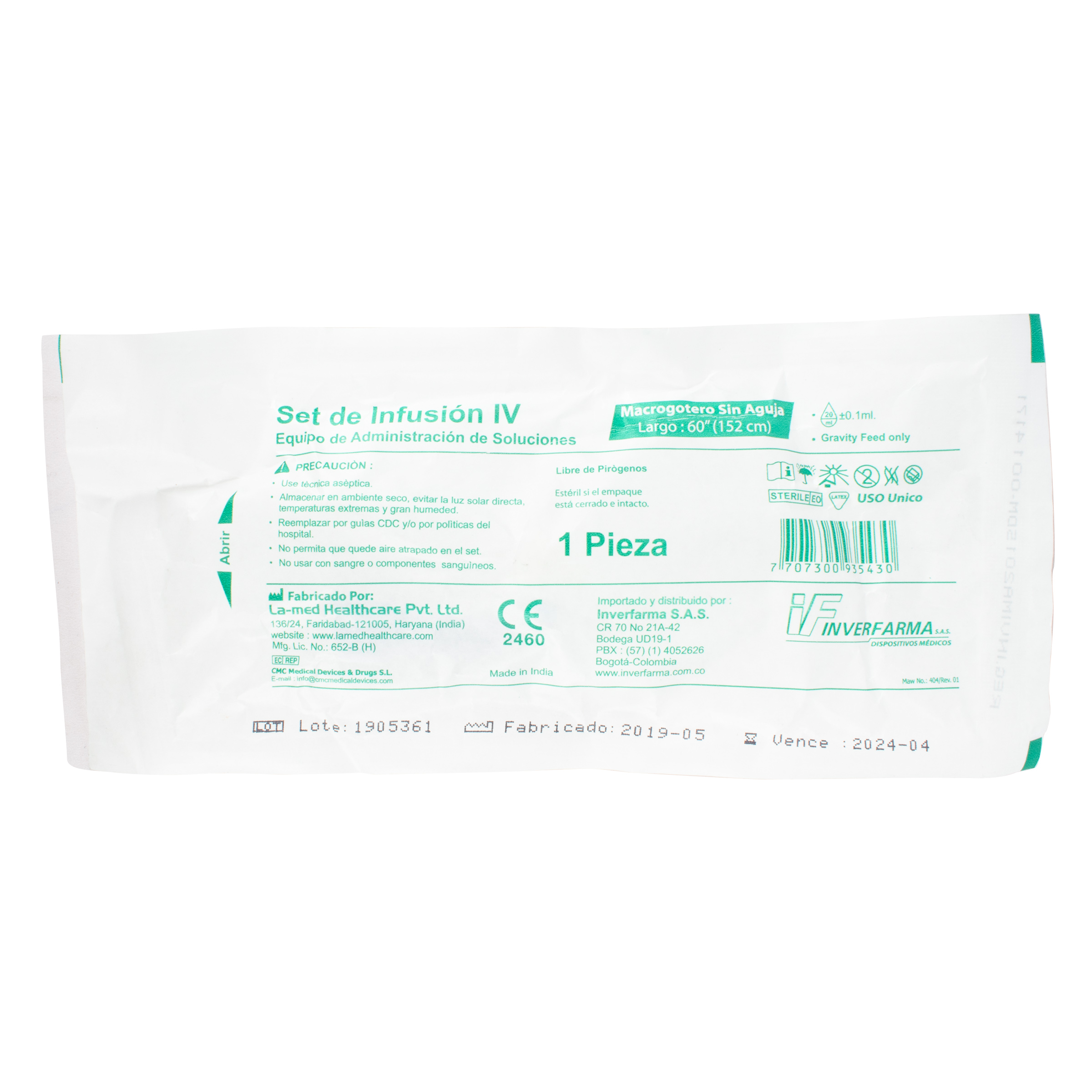 Kit hospitalario macrogotéo con aguja – solución IV