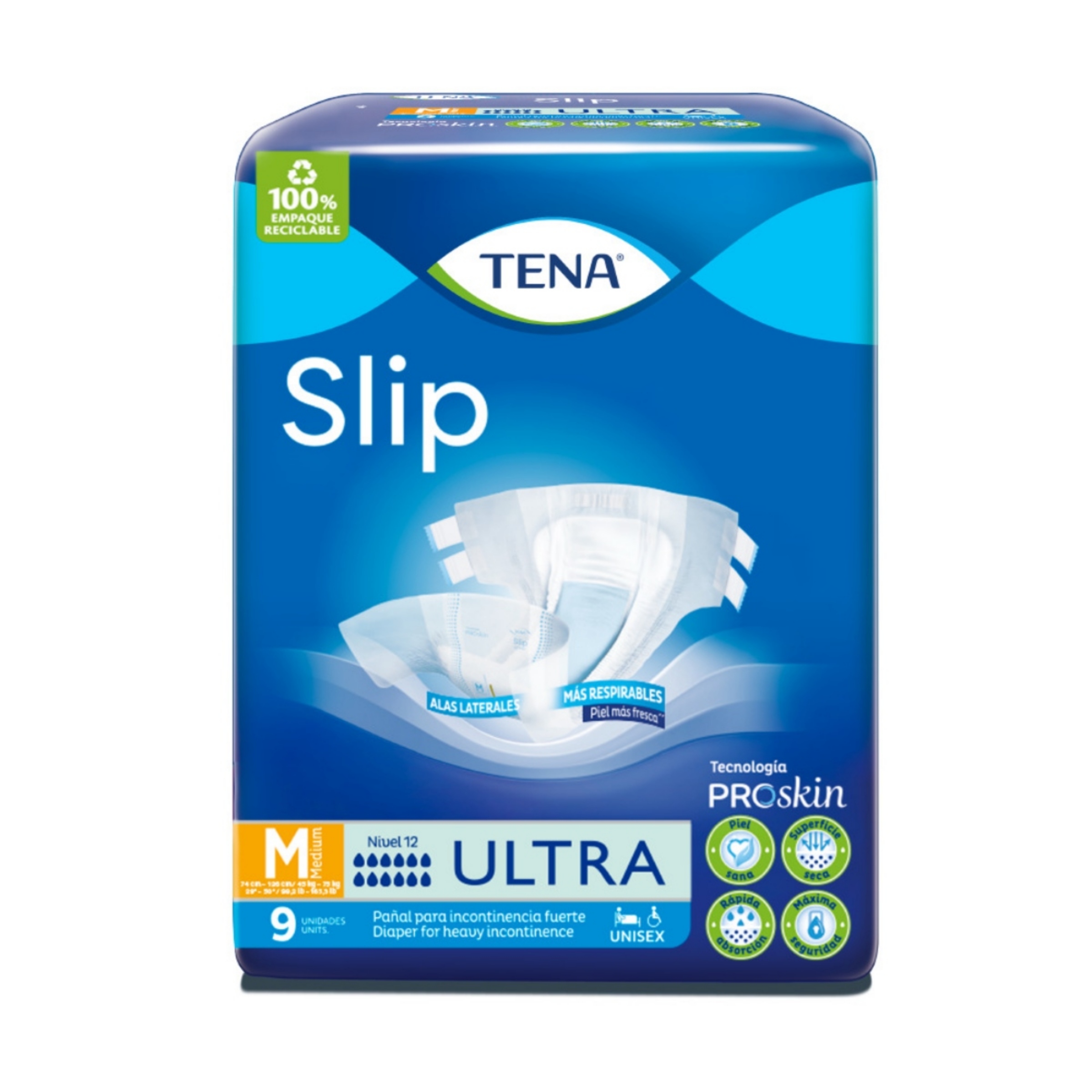 Pañales de incontinencia talla M Ultra Slip - 9 unidades