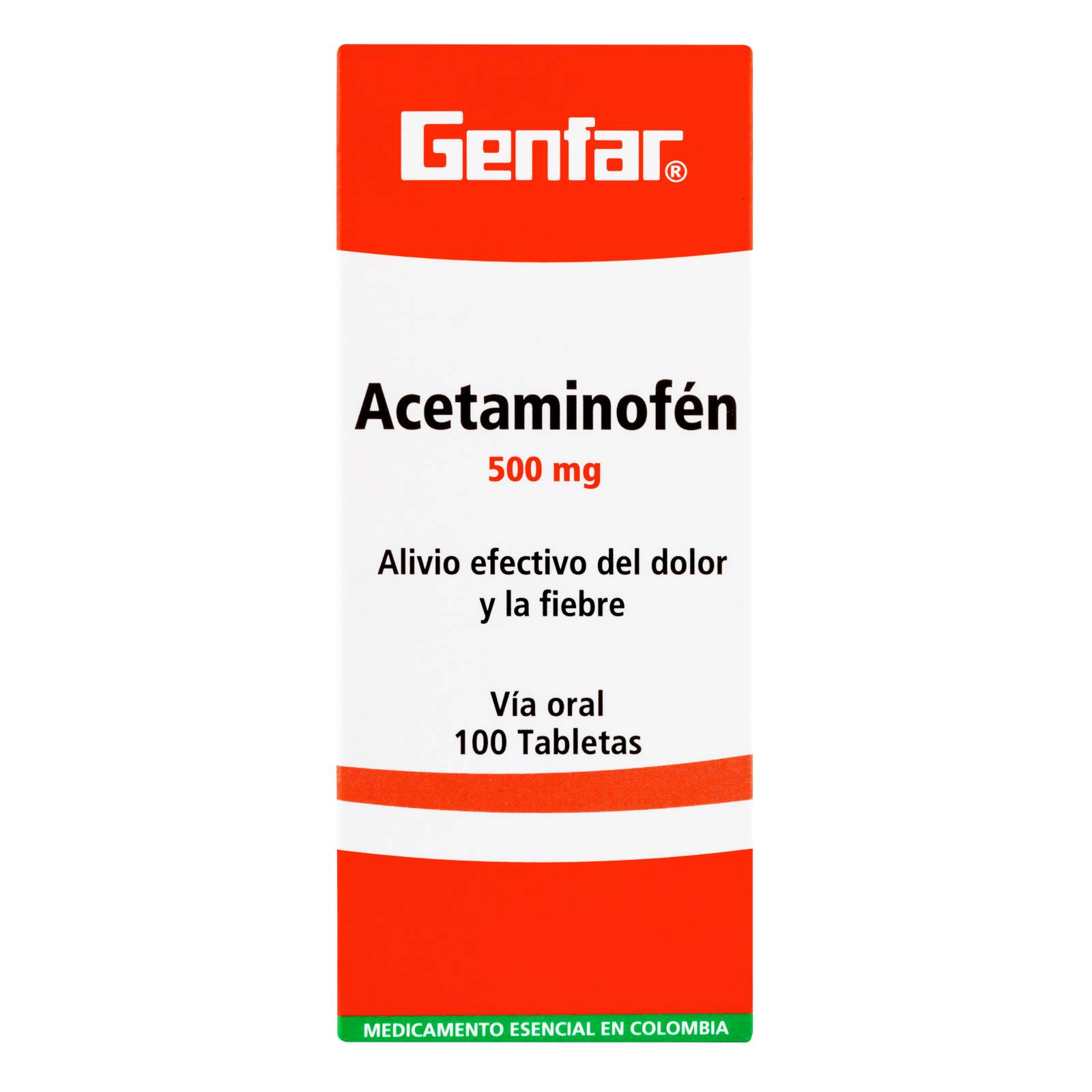 Acetaminofen 500 mg 100 tabletas – GF Acetaminofen