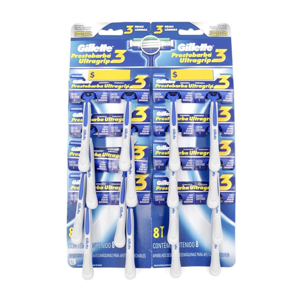 Prestobarba U Grip – Maquinilla 3 hojas, 16 uds