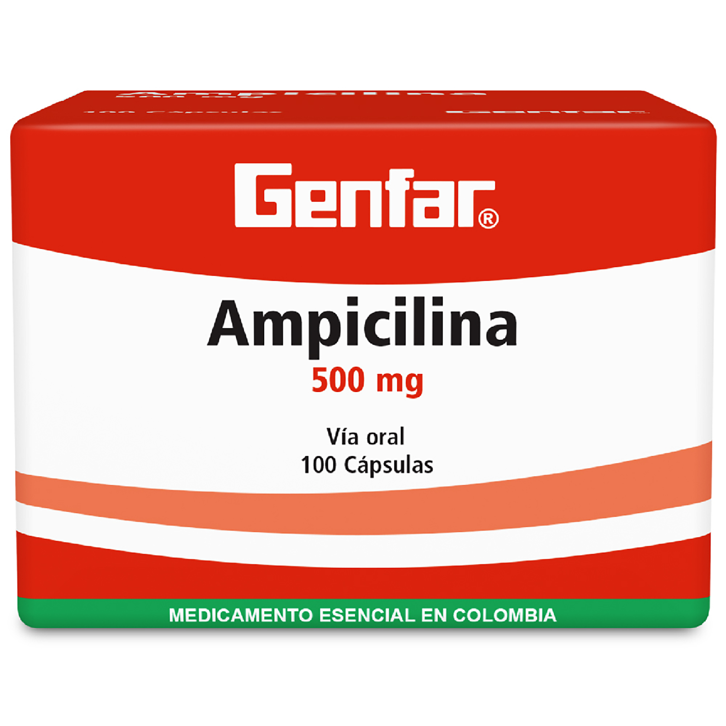 Ampicilina 500 mg, 100 cápsulas - Genfar
