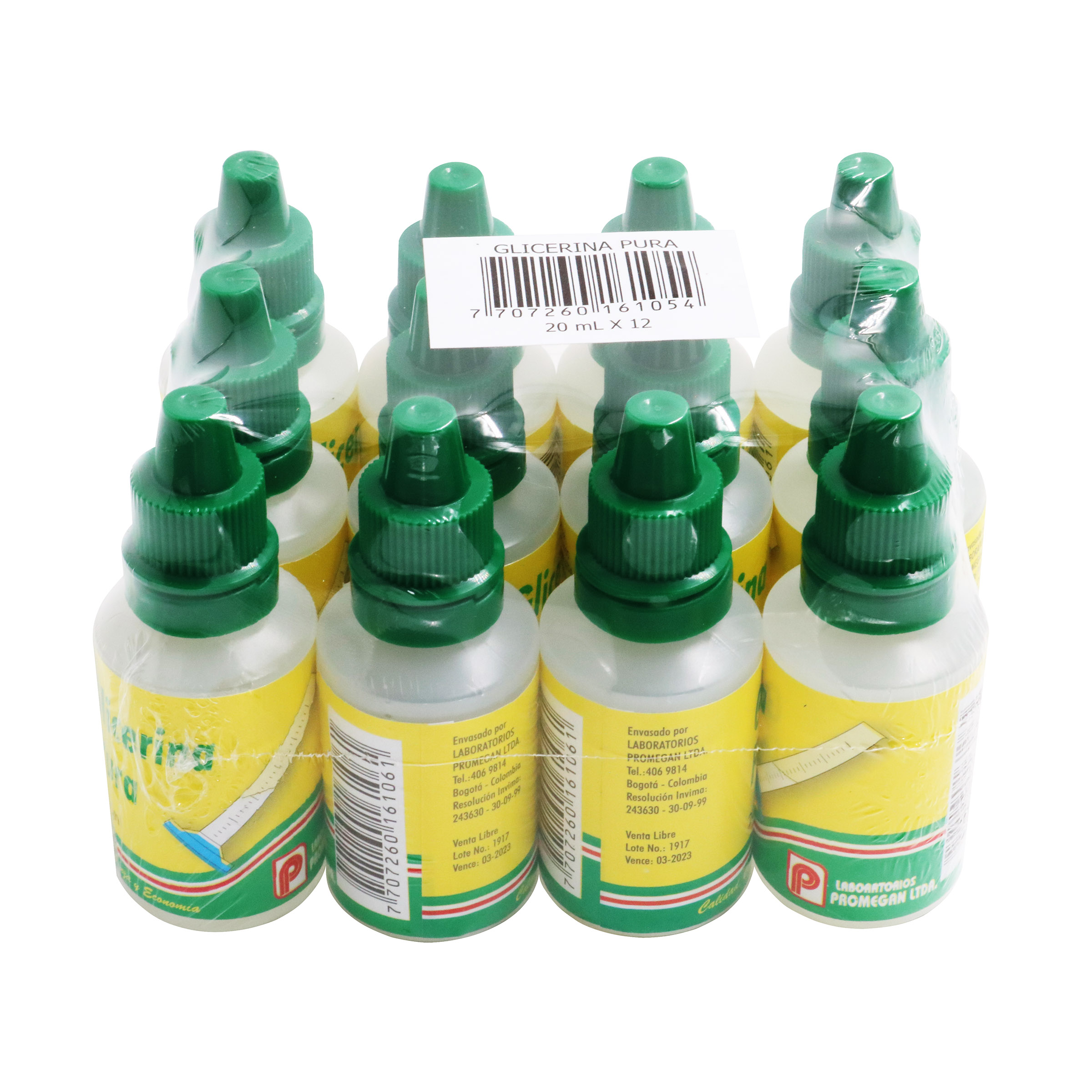 Glicerina Pura PROMEGAN – 12 envases de 20 ml