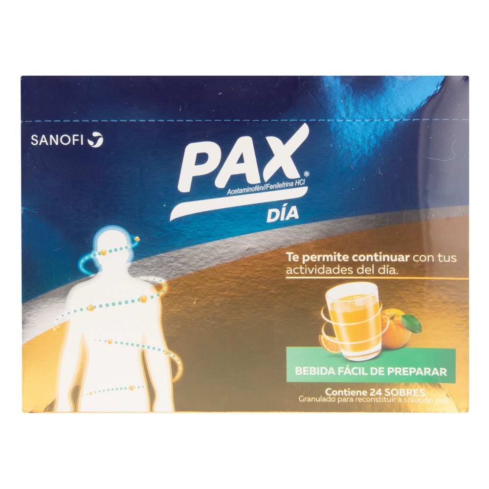 PAX Día Naranja 24 Sobres – Acetaminofén, Fenilefrina