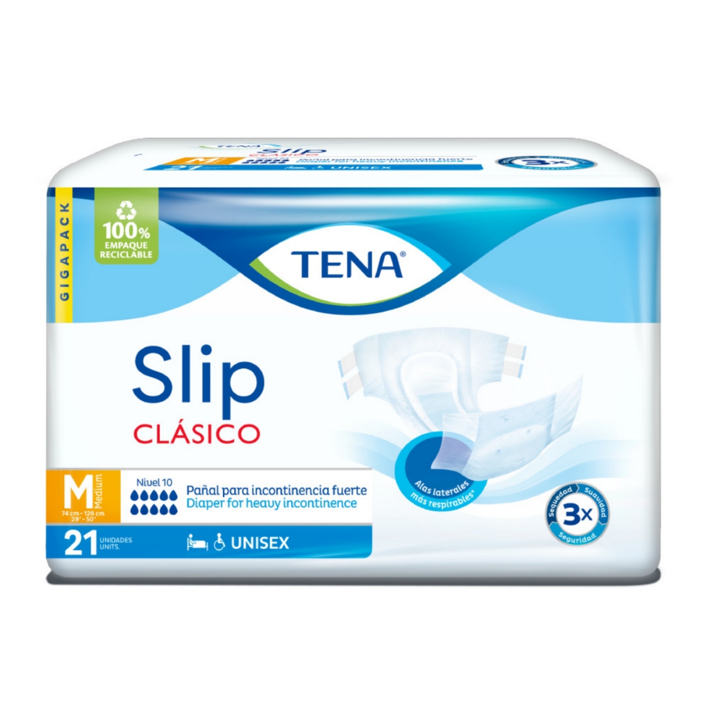 Pañales TENA Slip Clásico Med 21 uds