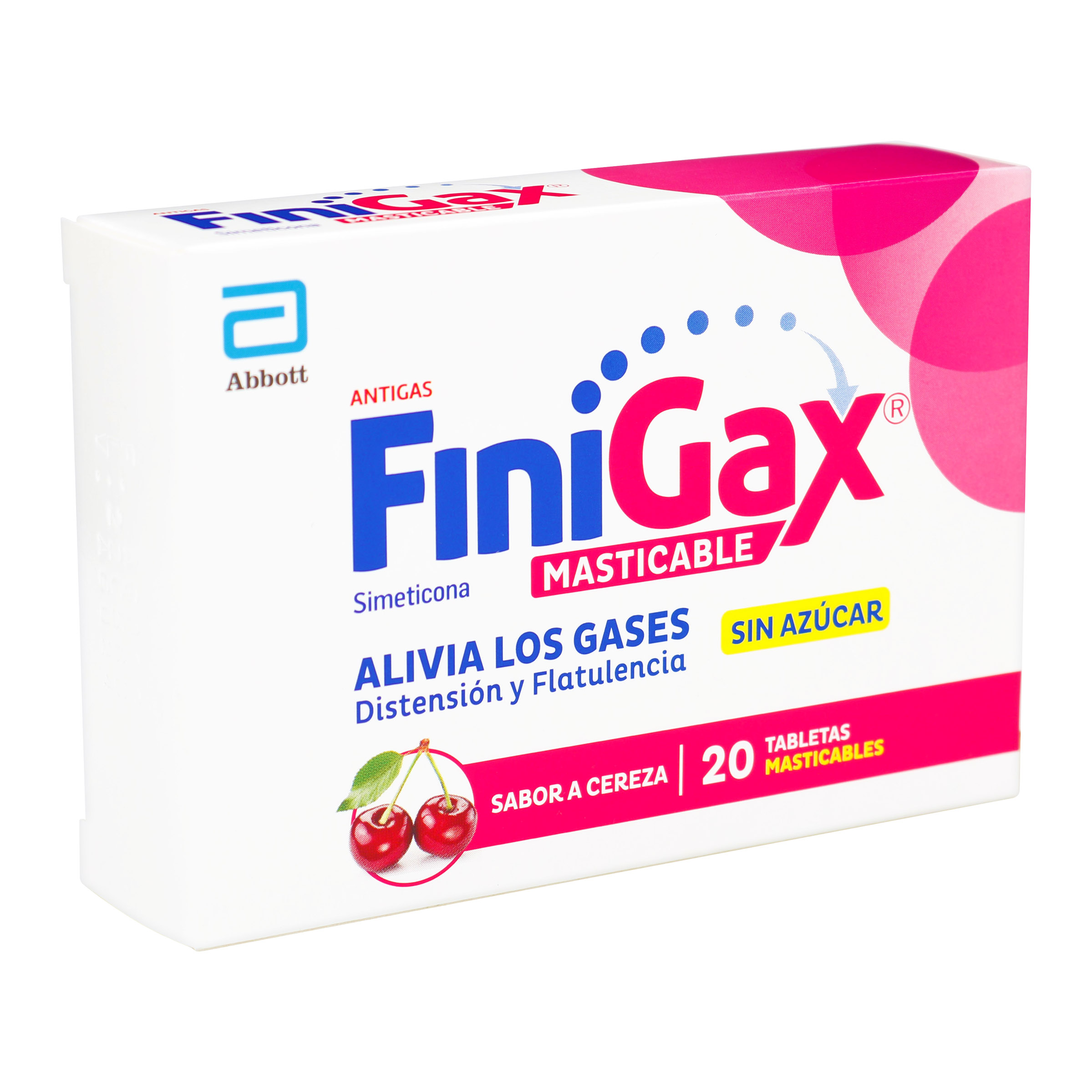 Finigax masticable cereza 20 tabletas – simeticona | Lafrancol