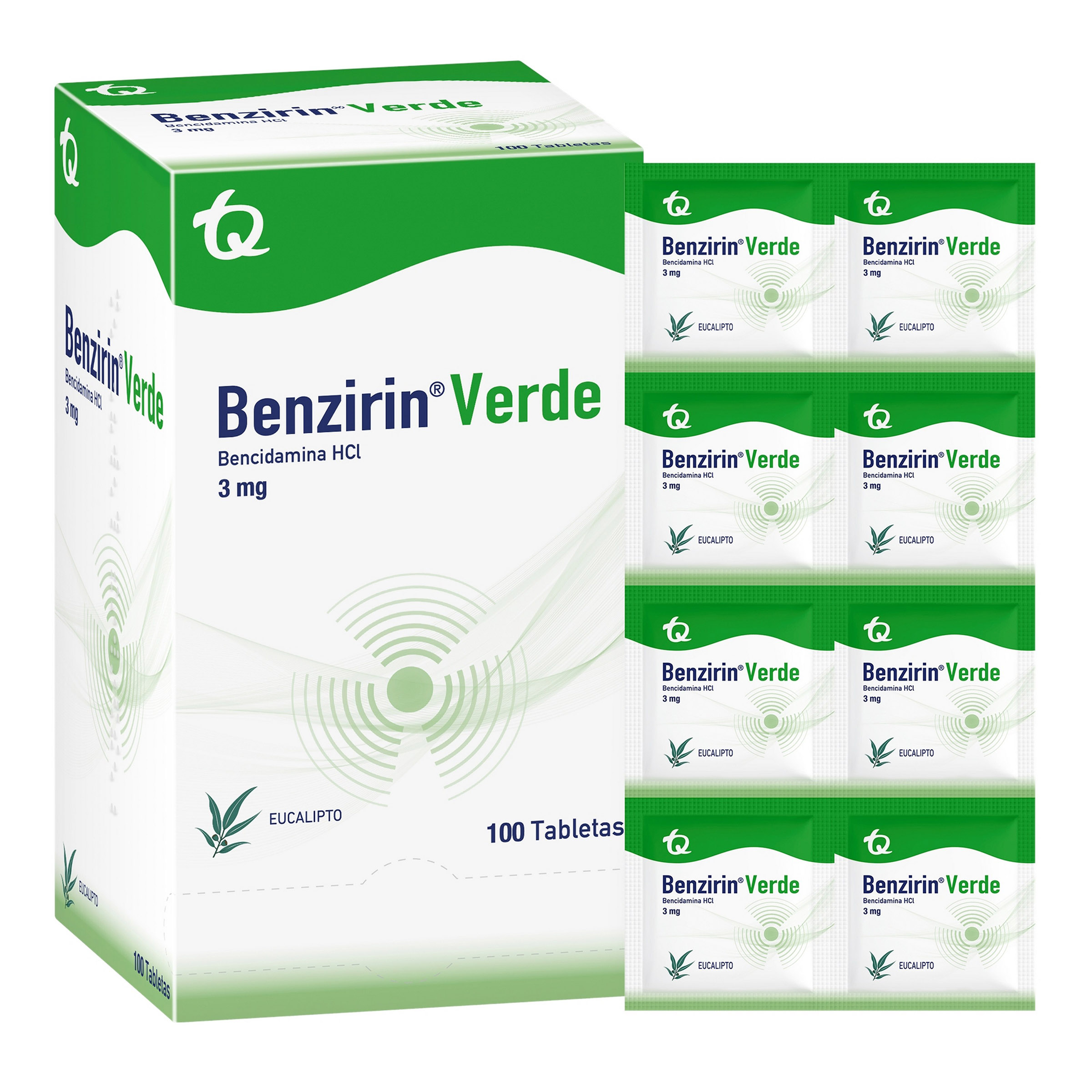 Benzirin Verde Eucalipto 100 tabletas – Bencidamina