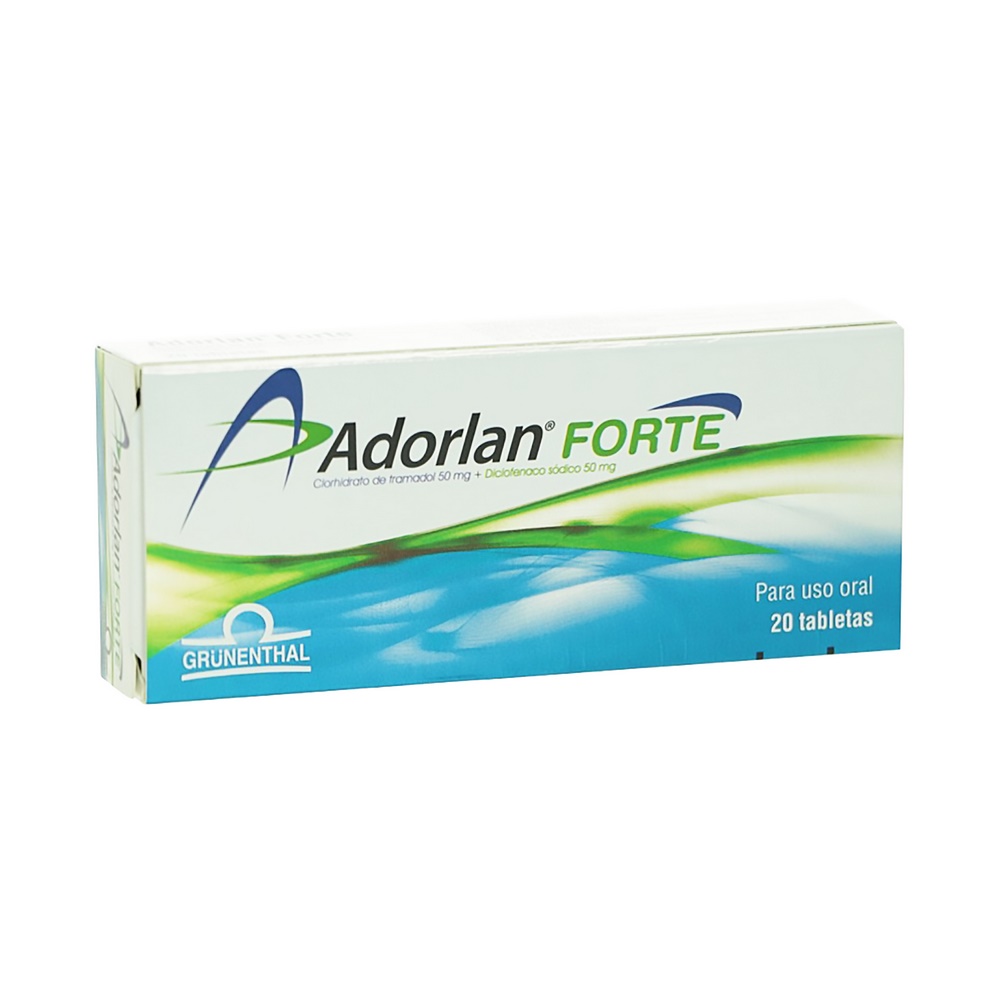 Adorlan Forte 50/50 mg - Diclofenaco + Tramadol, 20 tabletas