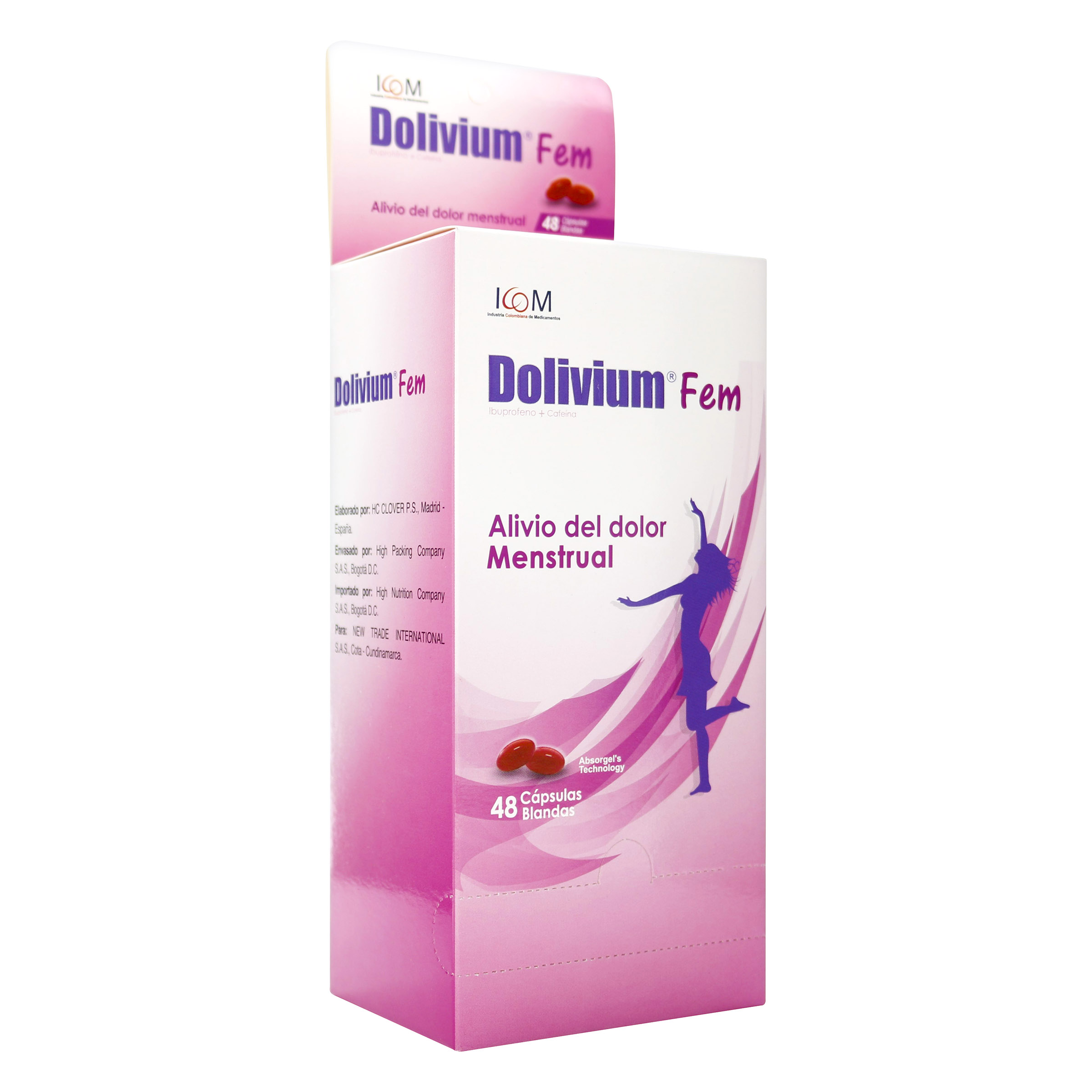 Dolivium FEM 400/60 mg - 48 cápsulas Ibuprofeno+Cafeína