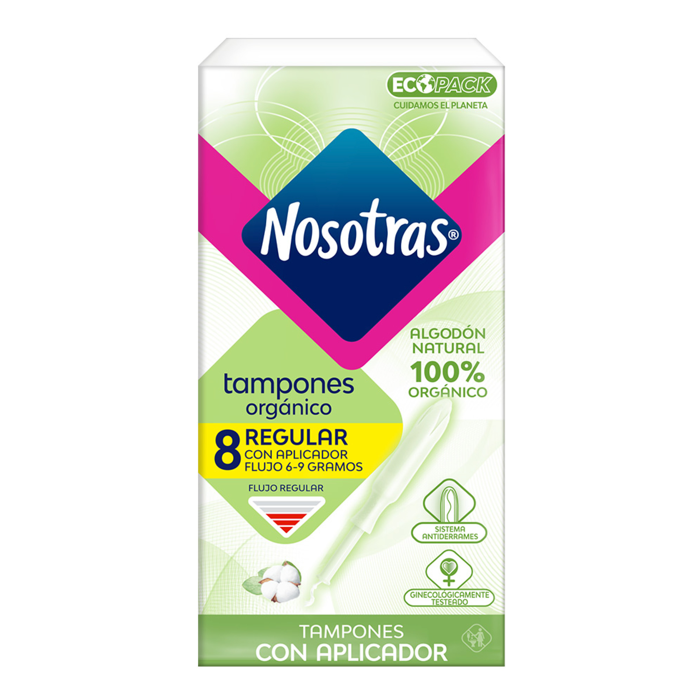 Tampón orgánico con aplicador 8 uds