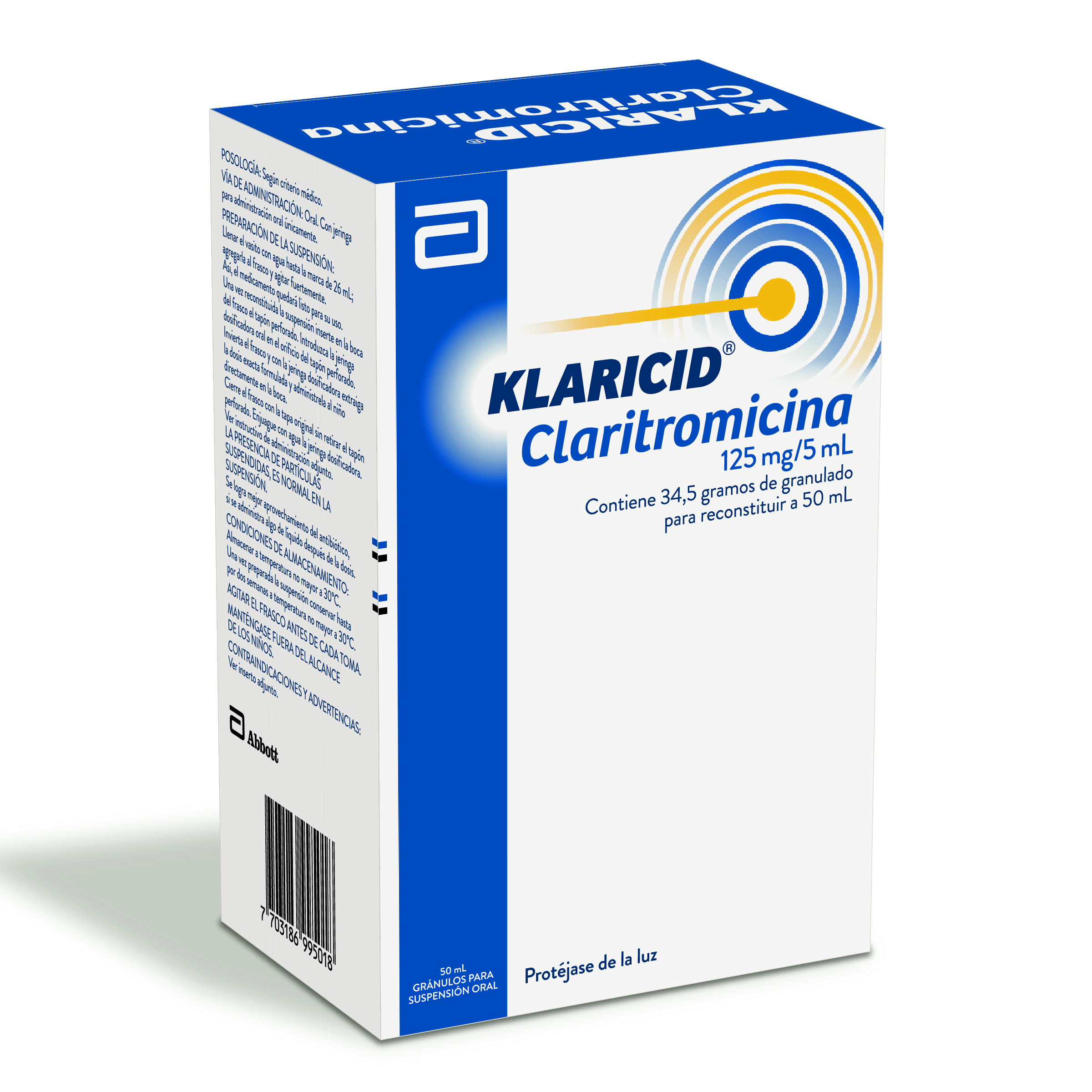 Klaricid 125 mg Suspensión 50 mL - Claritromicina