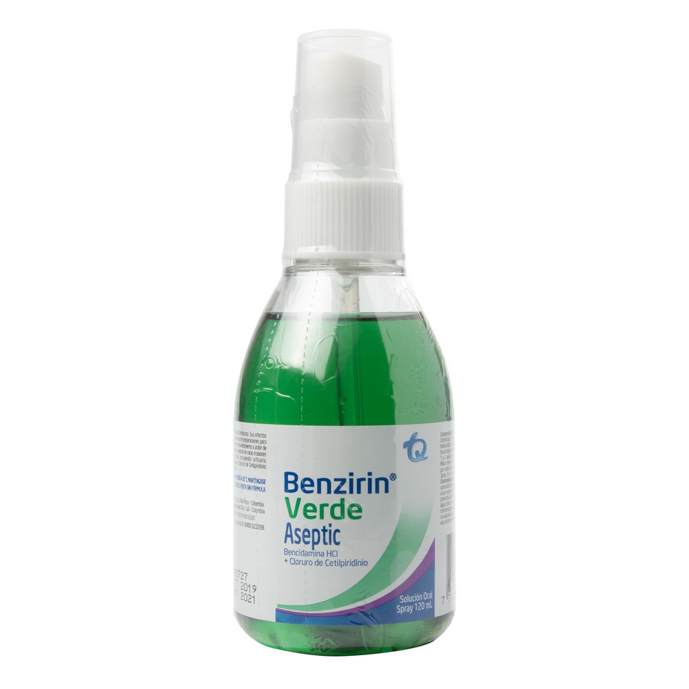 Benzirin Verde Aseptico 120 ml – Bencidamina y Cetilpiridinio