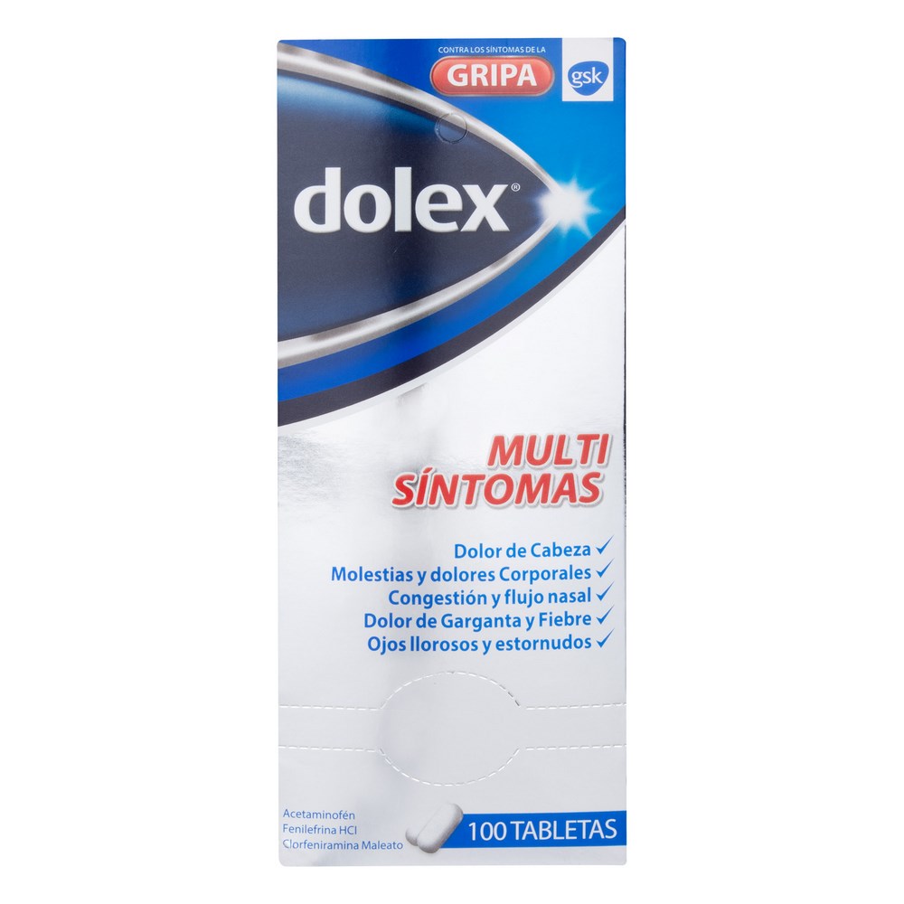 DOLEX Gripa 100 tabletas – Acetaminofén y Fenilefrina