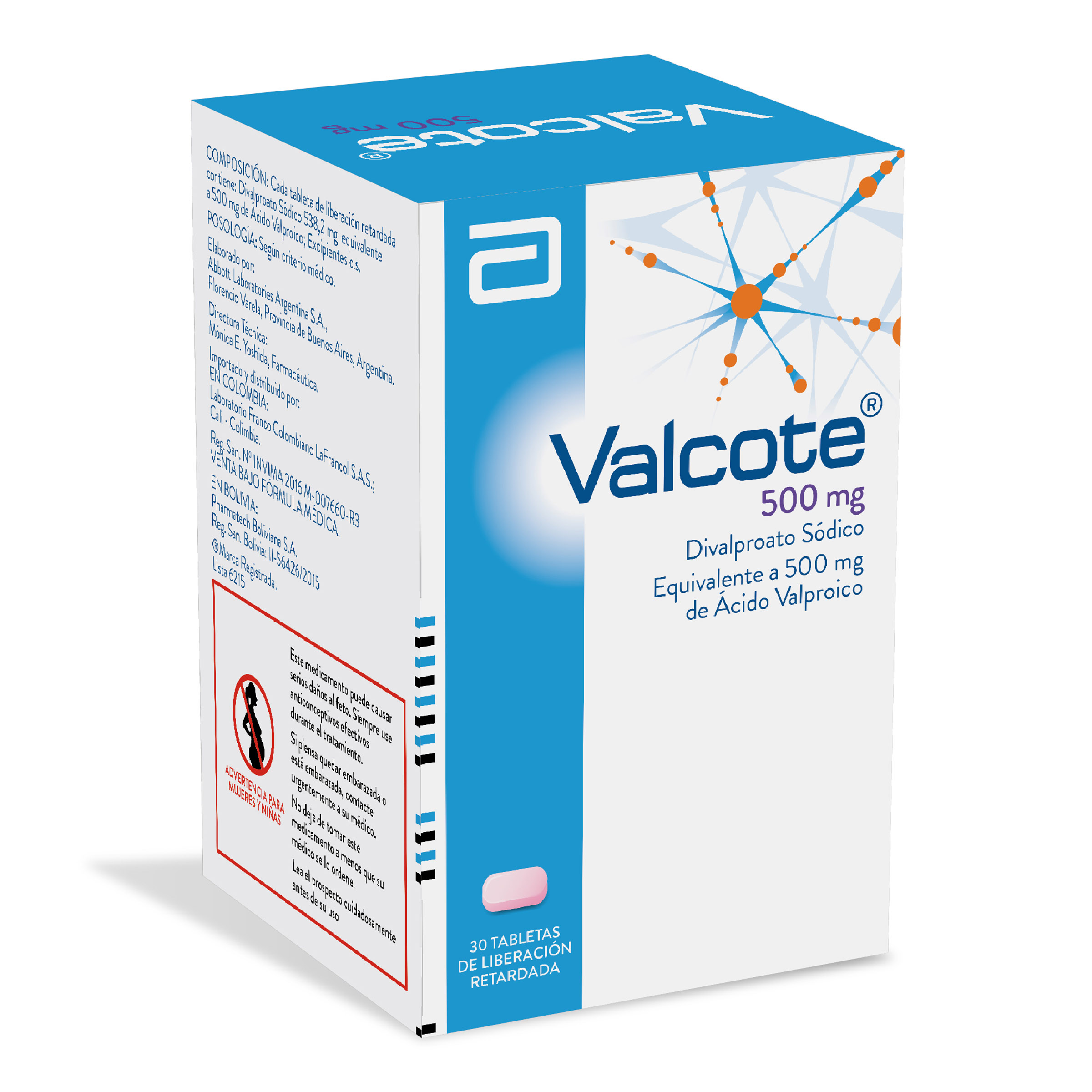 Valcote 500 mg – 30 tabletas | ácido valproico