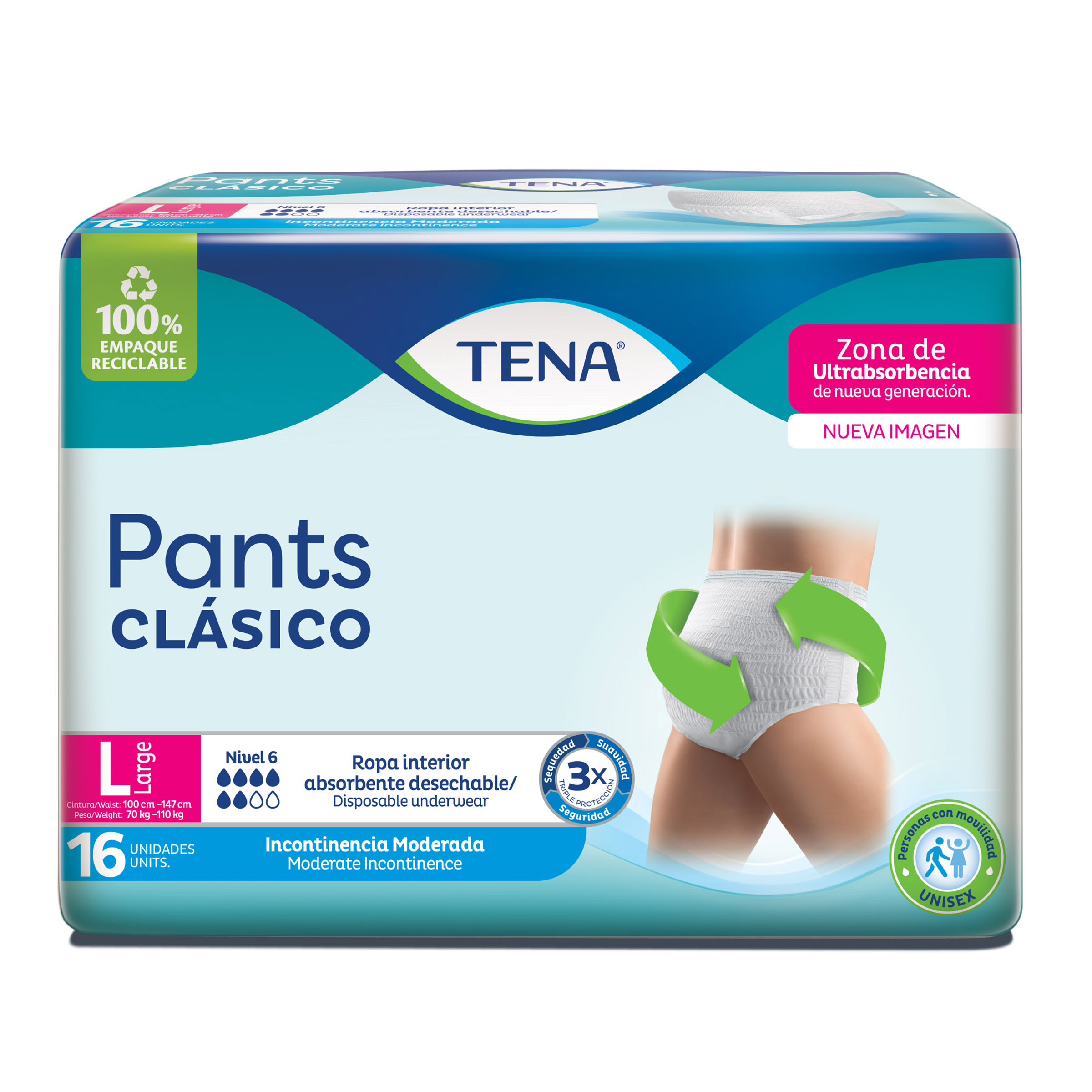 TENA Pants Large 16 uds