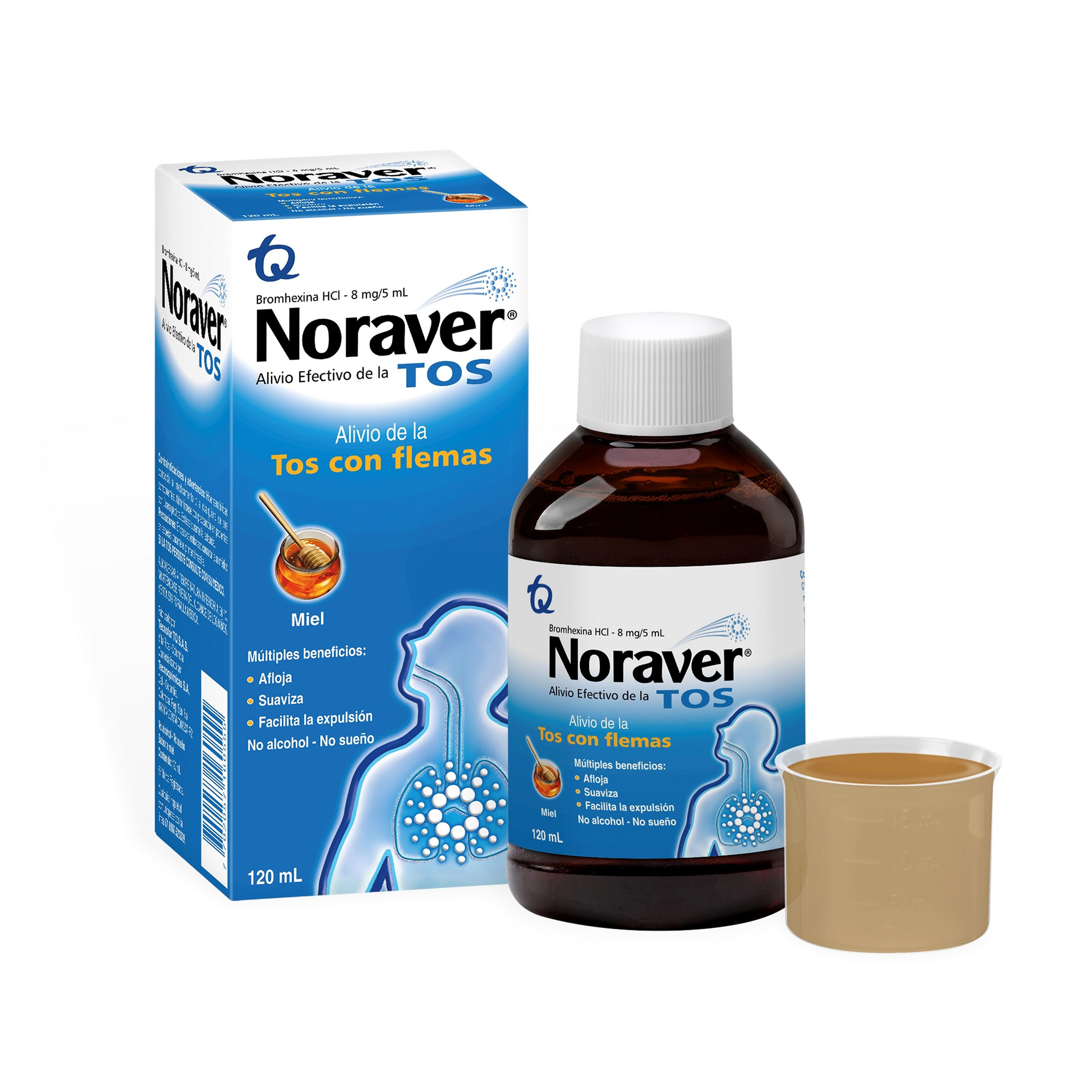 Noraver Tos Miel – Jarabe adulto con bromhexina 120 ml