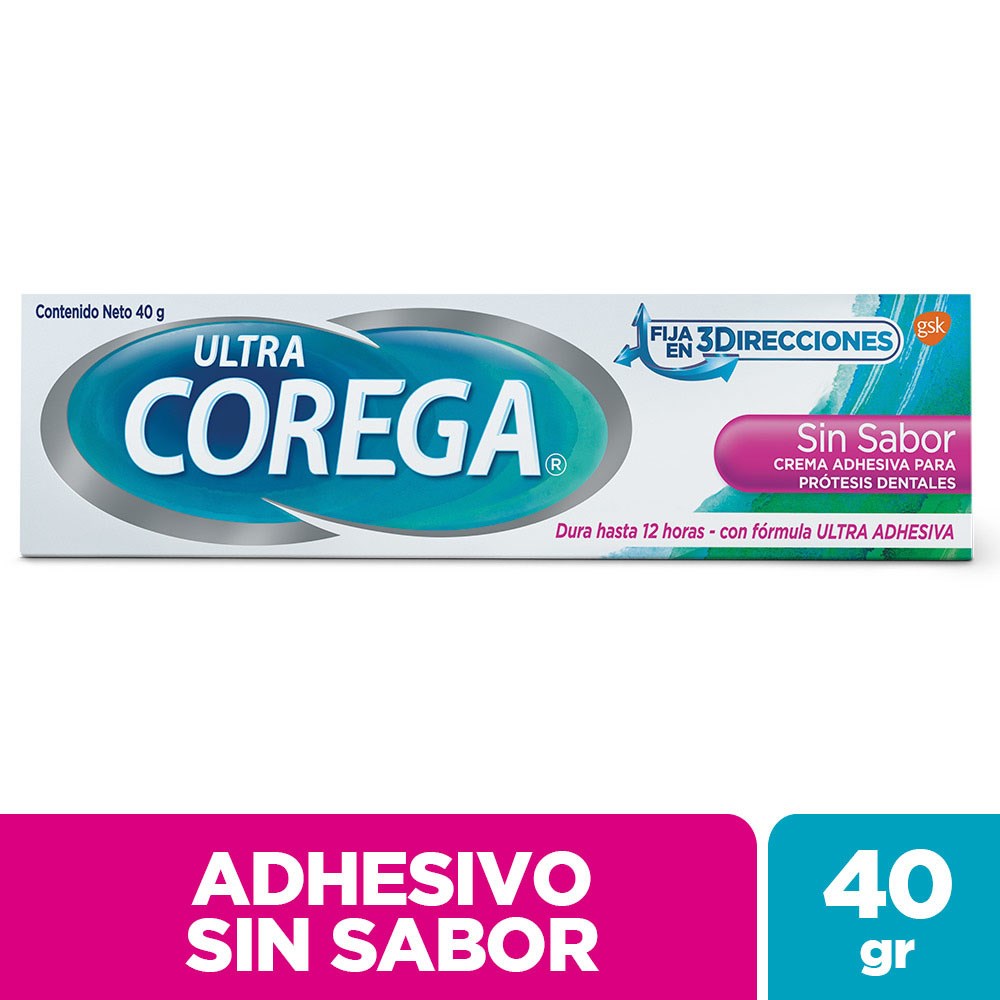 Corega Ultra 3D Sin Sabor – Crema Adhesiva para Dentaduras 40 g