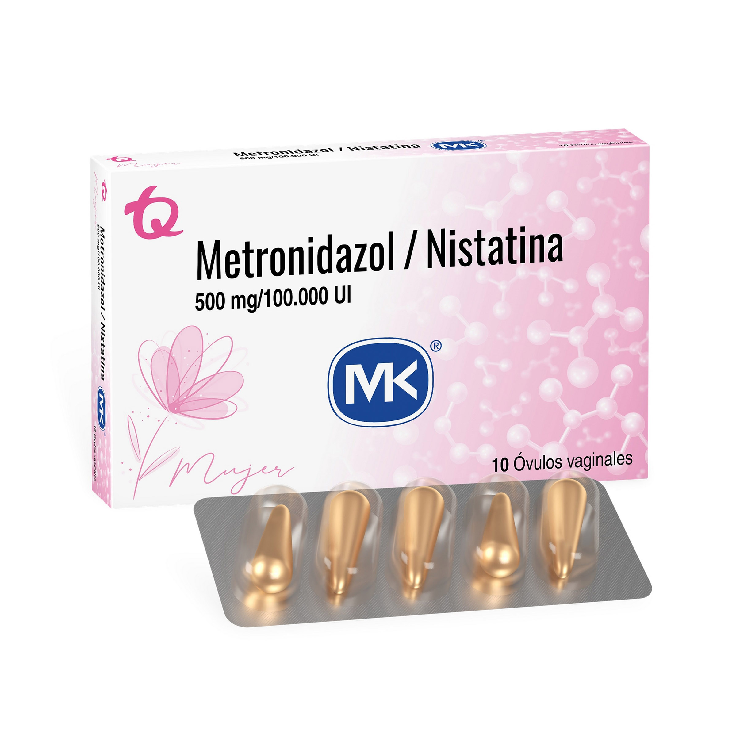 Metronidazol 500 mg + Nistatina 10 ovulos (MK) - TECNOQUIMICAS