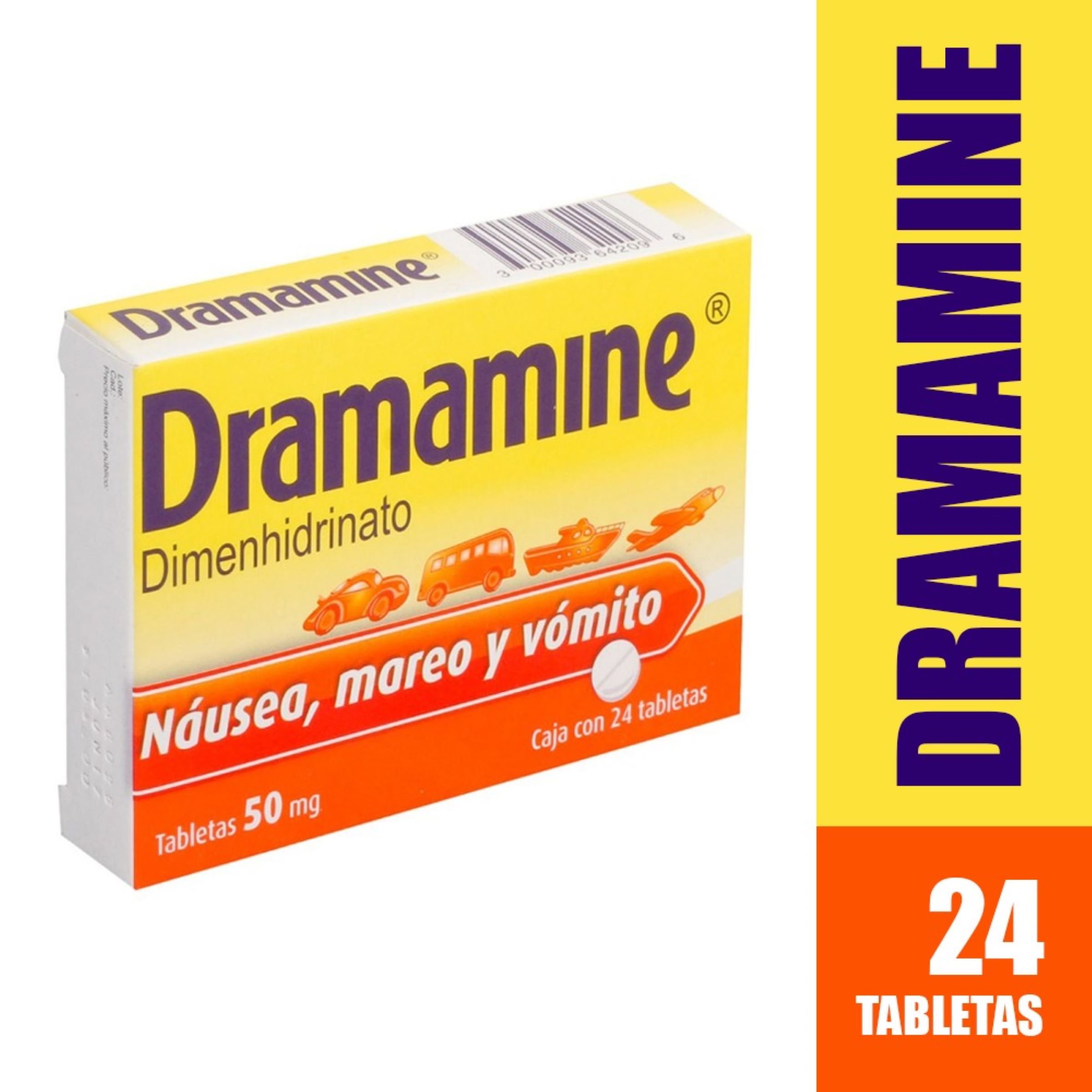 Dramamine 50 mg – Dimenhidrinato 24 tabletas