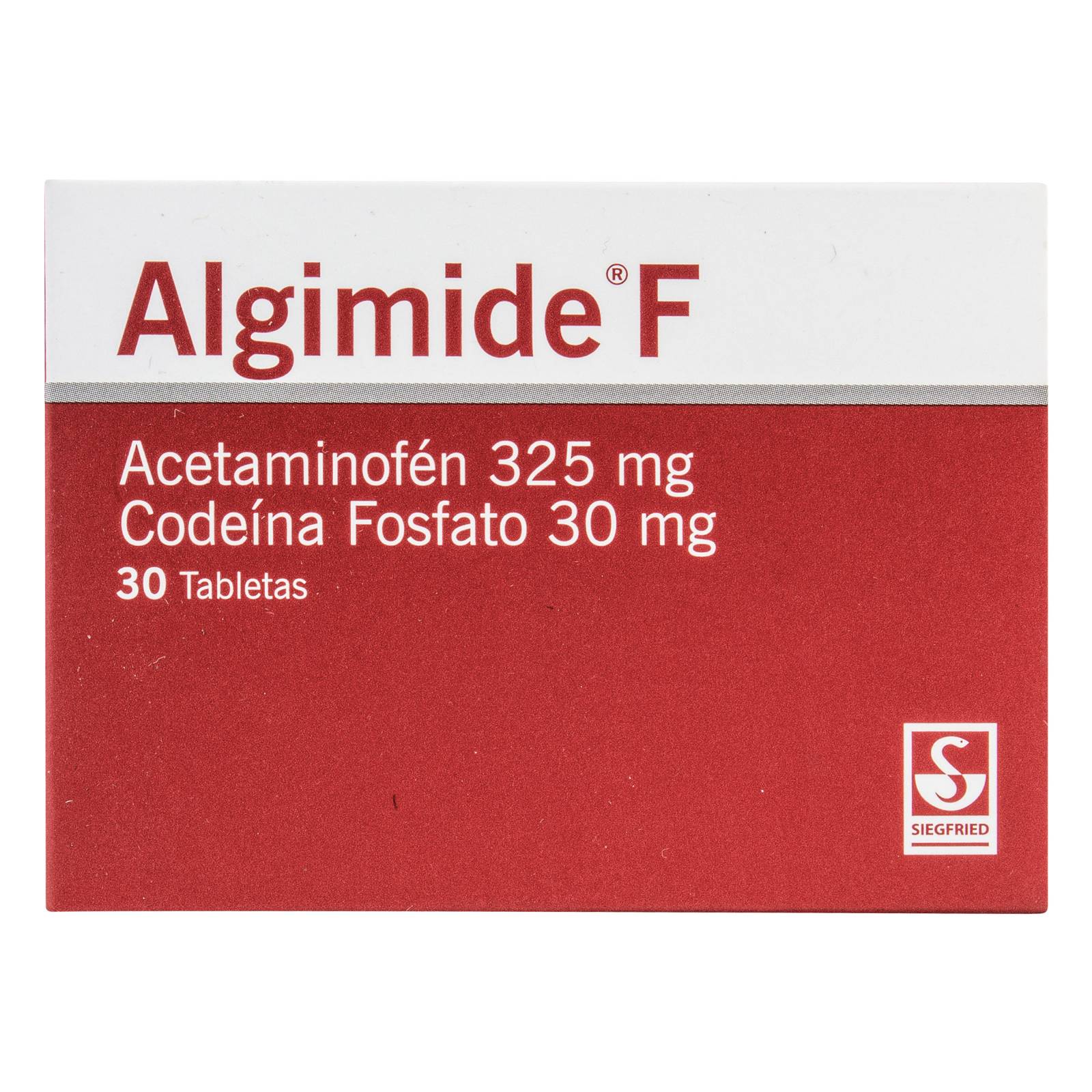 Algimide F 325/30 mg – Acetaminofén + Codeína, 30 tabletas