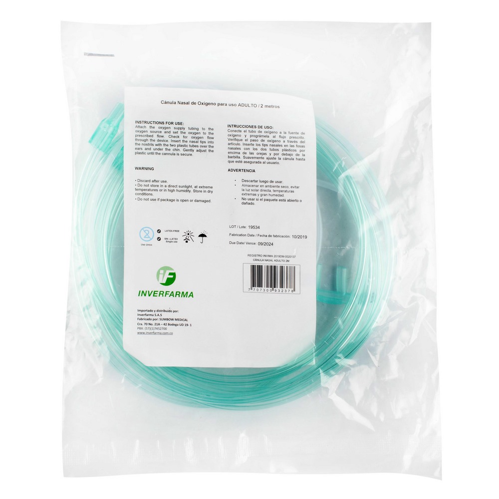 Canula nasal adulto Biolife – accesorio médico complementario