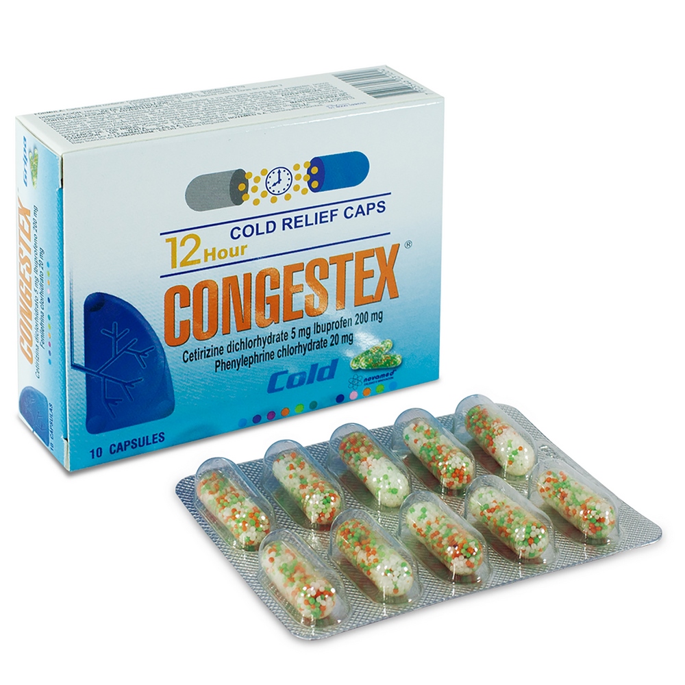 Congestex 10 cápsulas - Ibuprofeno, Fenilefrina y Cetirizina