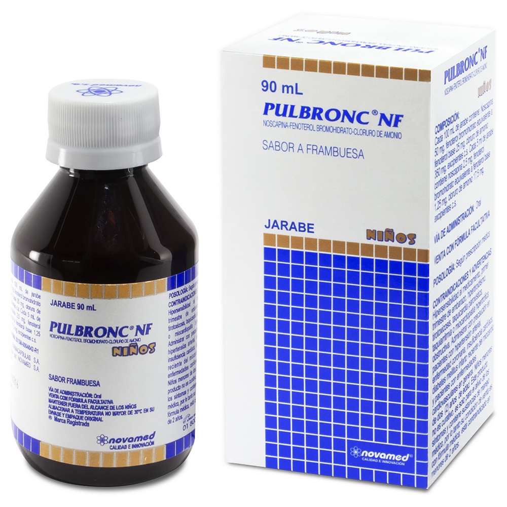 Pulbronc NF Niños 90 ml - Noscapina, Fenoterol, Cloruro de Amonio