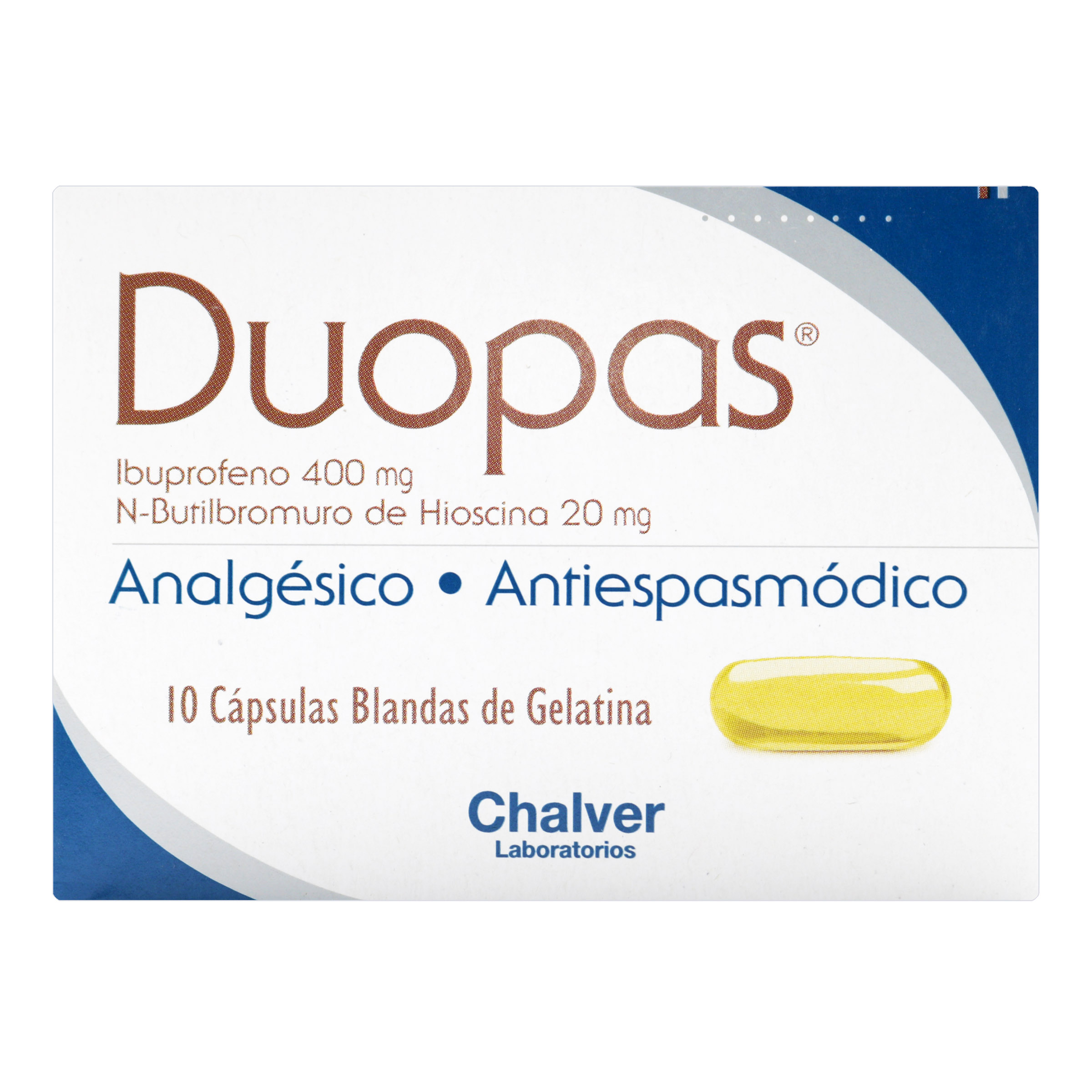 Duopas 400/20 mg cápsulas – Hioscina + Ibuprofeno, 10 cápsulas