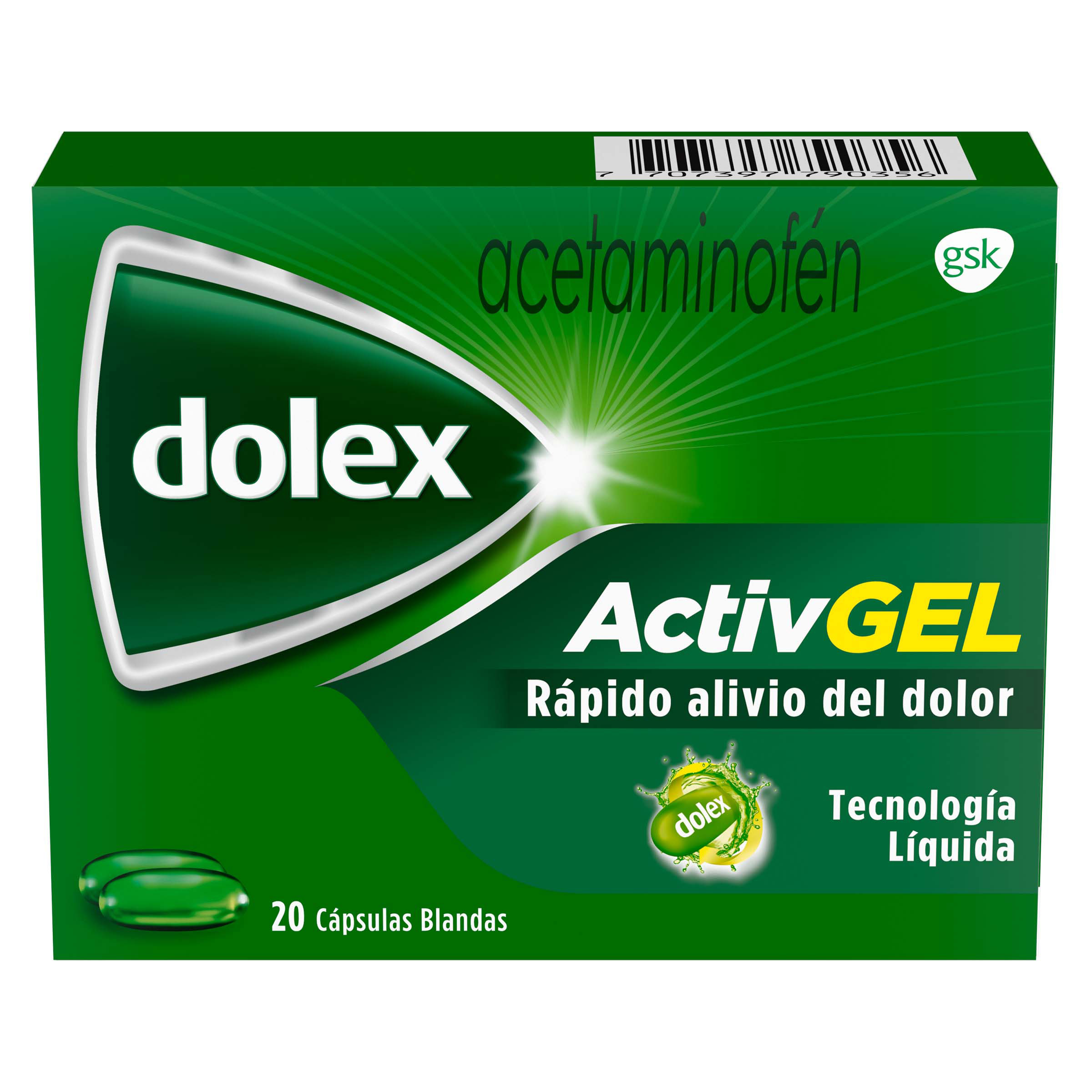 DOLEX ACTIVEGEL – 20 cápsulas líquidas de acetaminofén