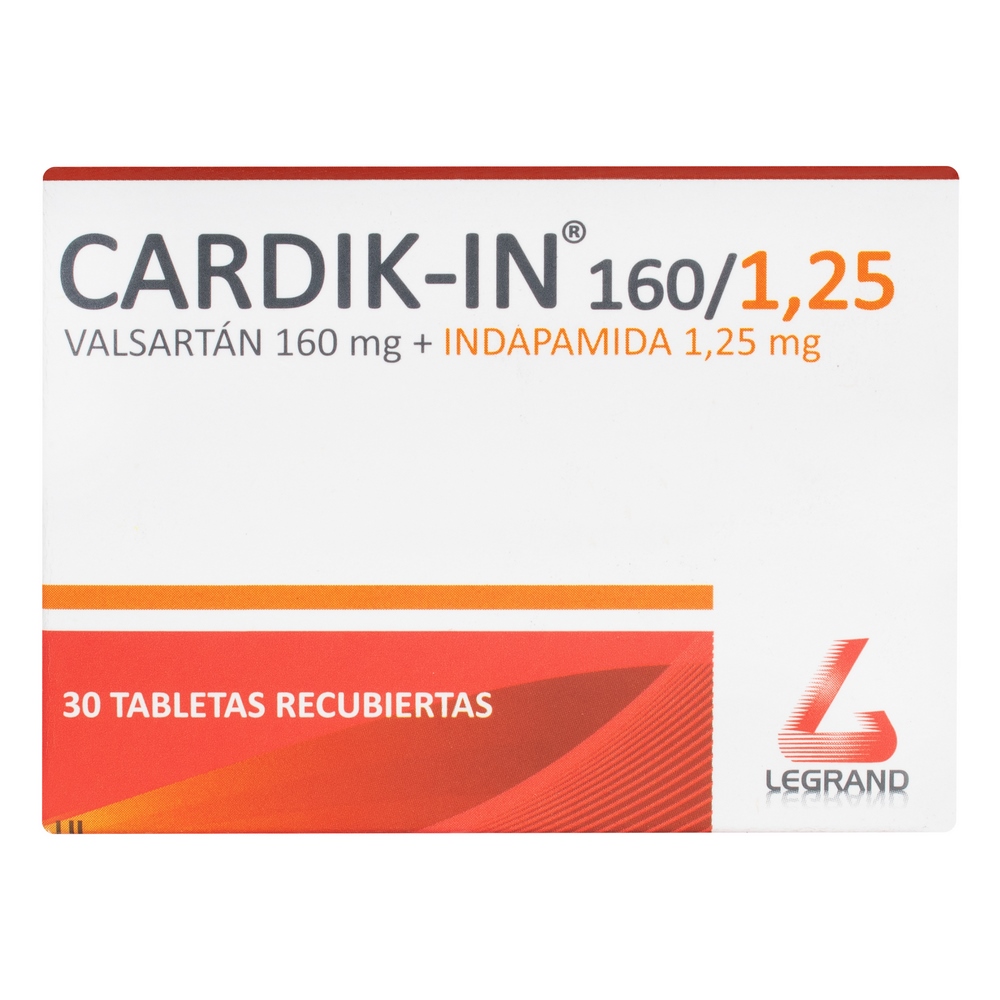 Cardik-In 160/1.25 mg – 30 tabletas (Indapamida/Valsartán)