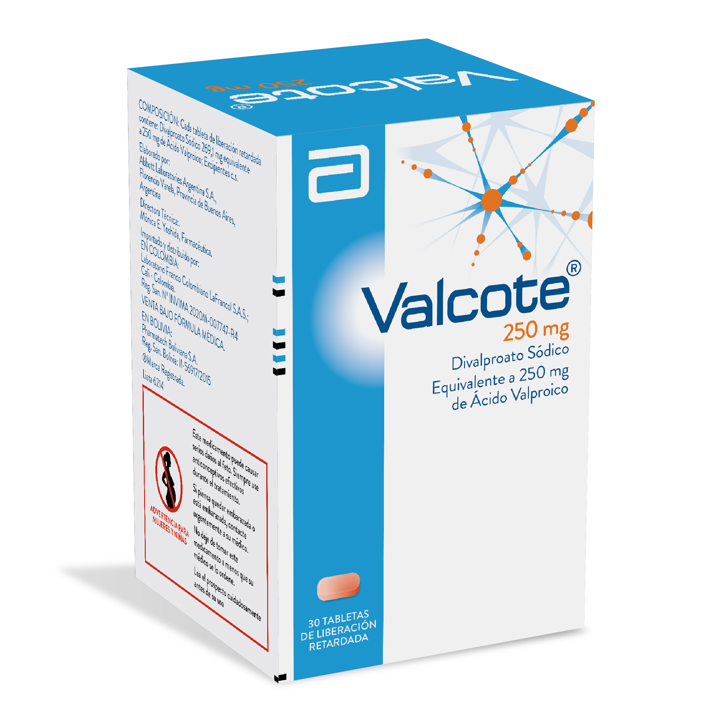 Valcote 250 mg – 30 tabletas | ácido valproico