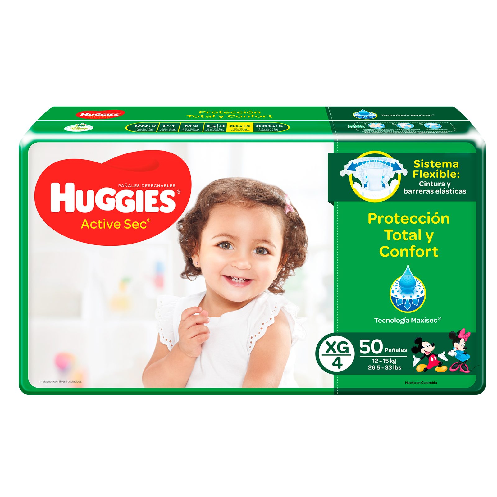 Pañales Huggies Active Sec XG – 50 unidades