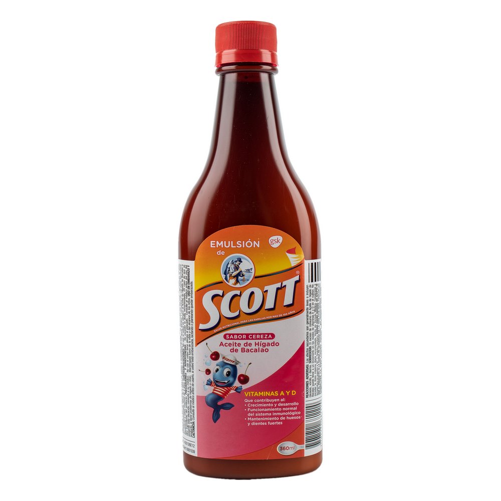 Emulsión Scott Cereza 360 ml Vitamina A y D Aceite de Bacalao