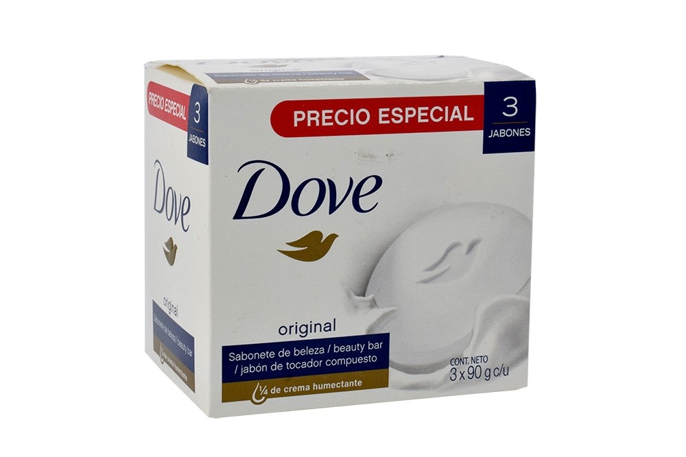 Dove Jabón en Barra Blanco 90 g – Pack 3