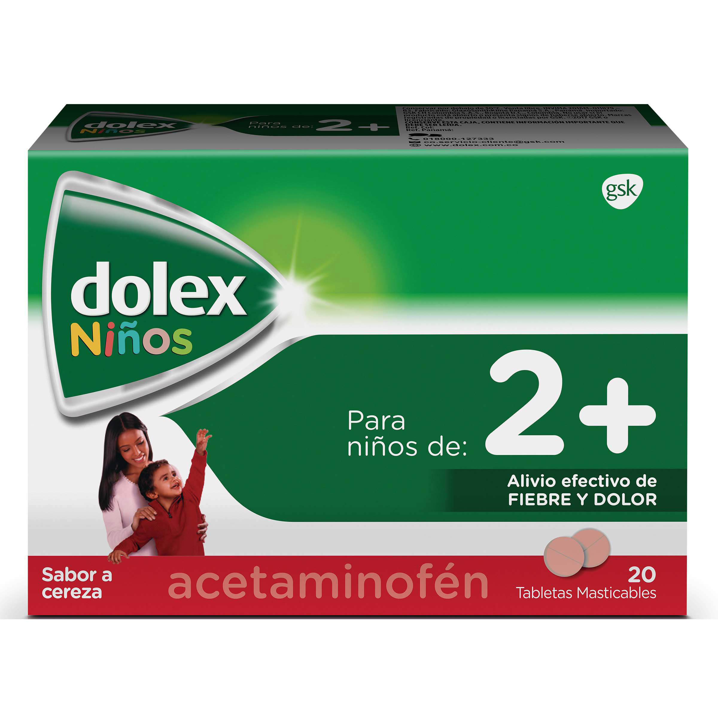 DOLEX Pediátrico 20 tabletas masticables – Acetaminofén