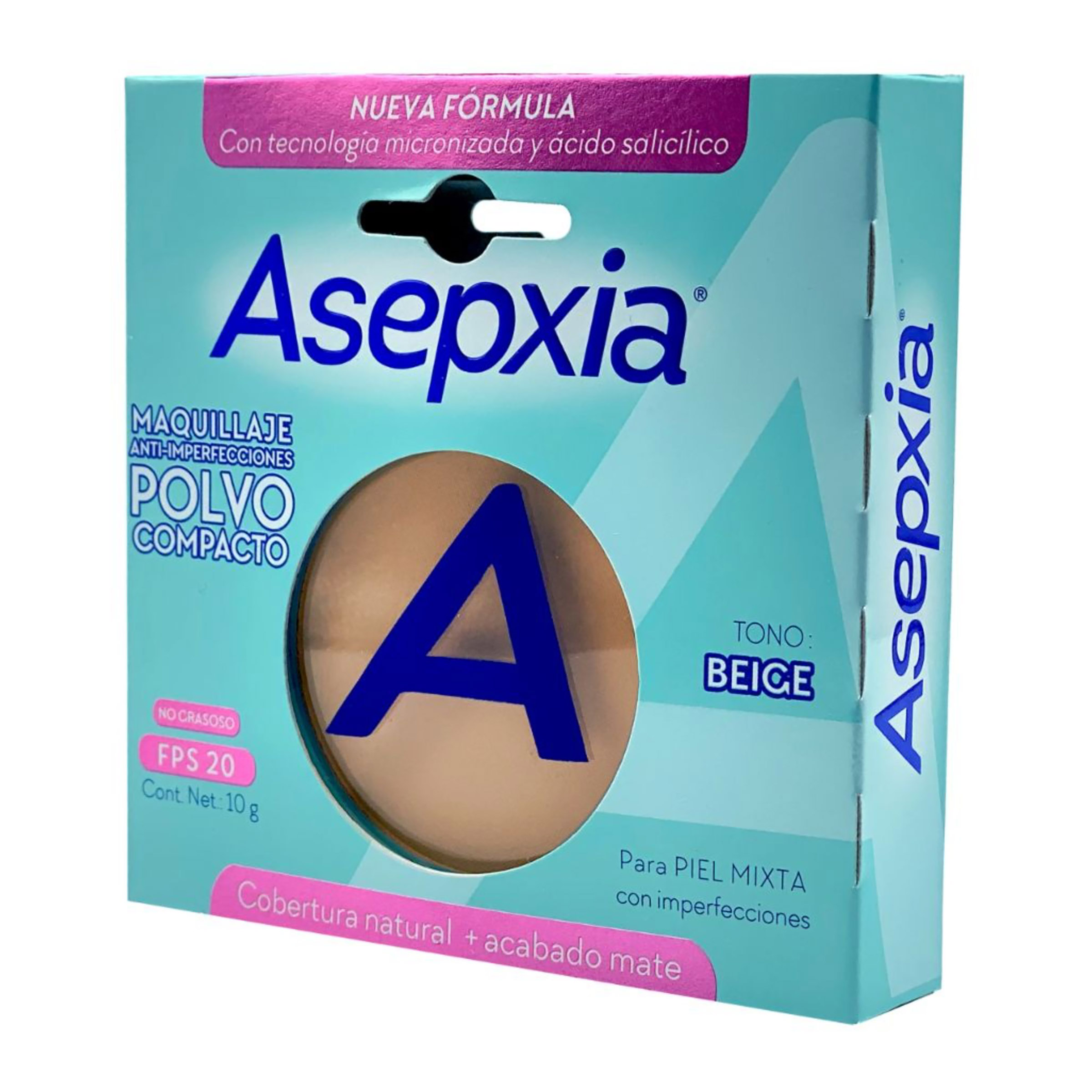 Polvo compacto beige mate ASEPXIA – Genomma Lab Colombia