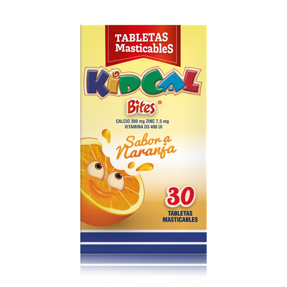 KIDCAL BITES NARANJA – Calcio, Vitamina D y Zinc (30 tabletas)
