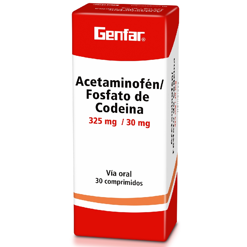 Acetaminofén+Codeína 325/30 mg – Genfar 30 tabletas
