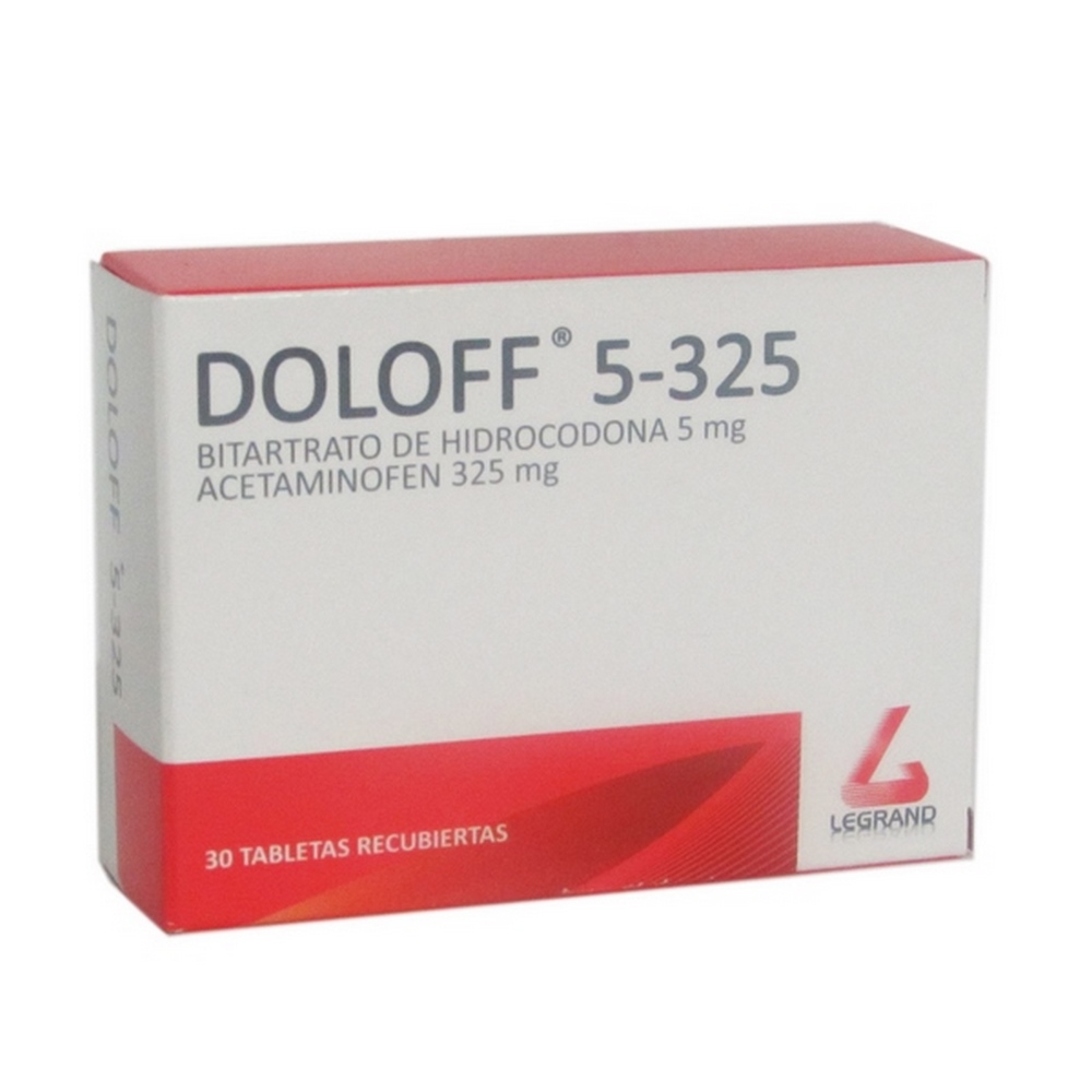 DolOff 5-325 mg – 30 tabletas (hidrocodona + acetaminofén)
