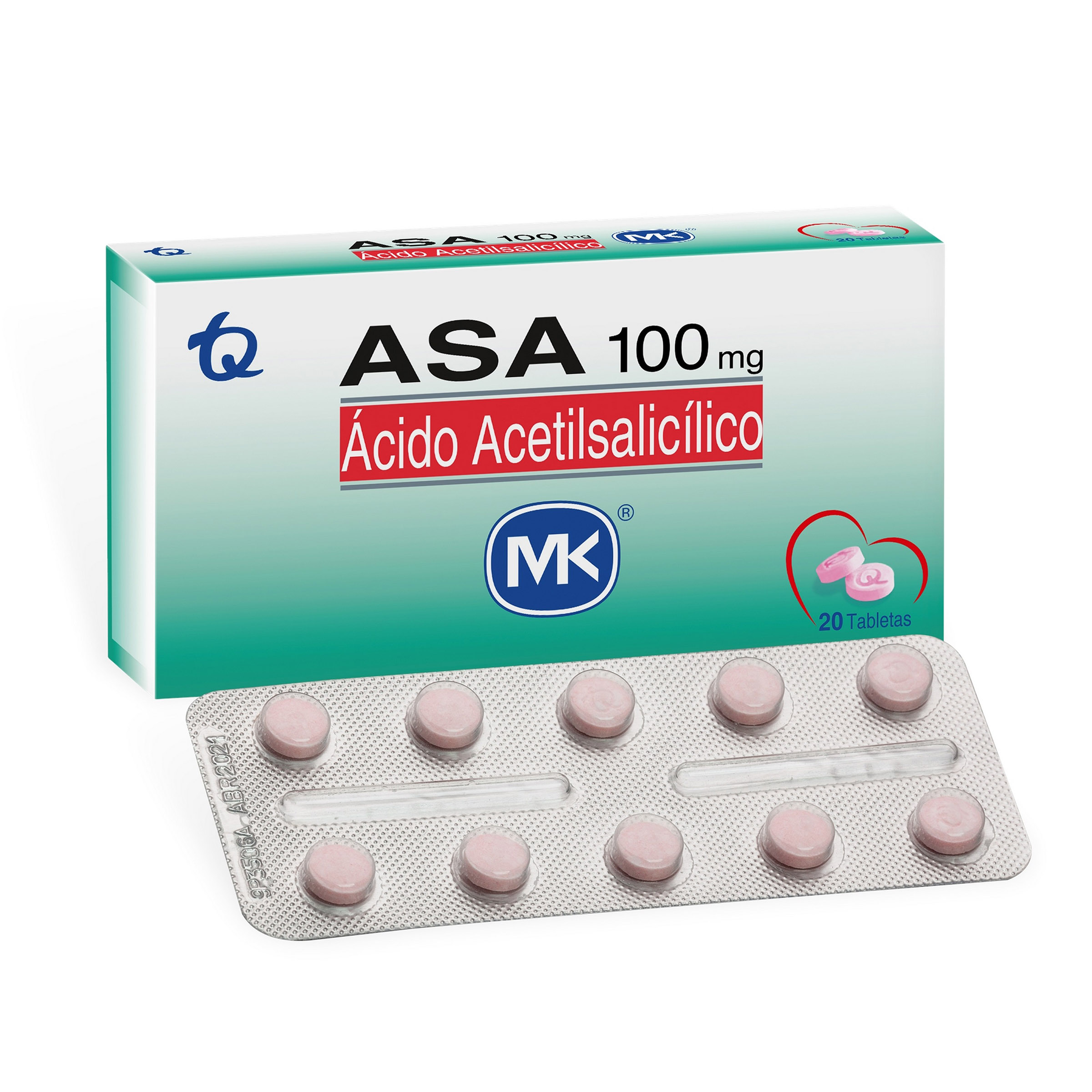 ASA 100 mg 20 tabletas MK