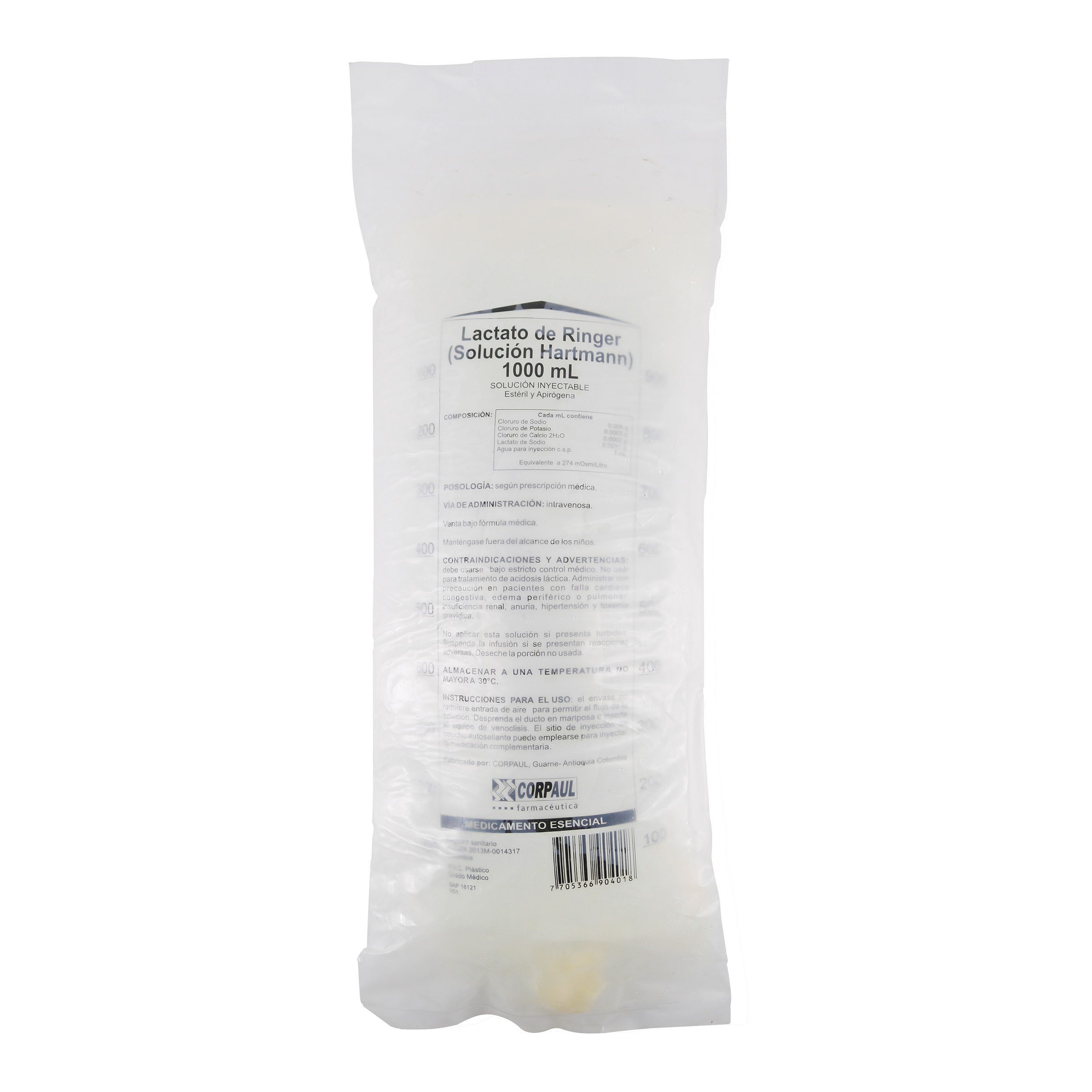 Solución lactato de Ringer 1000 ml - CORPA BOL ELECTROLITICAS