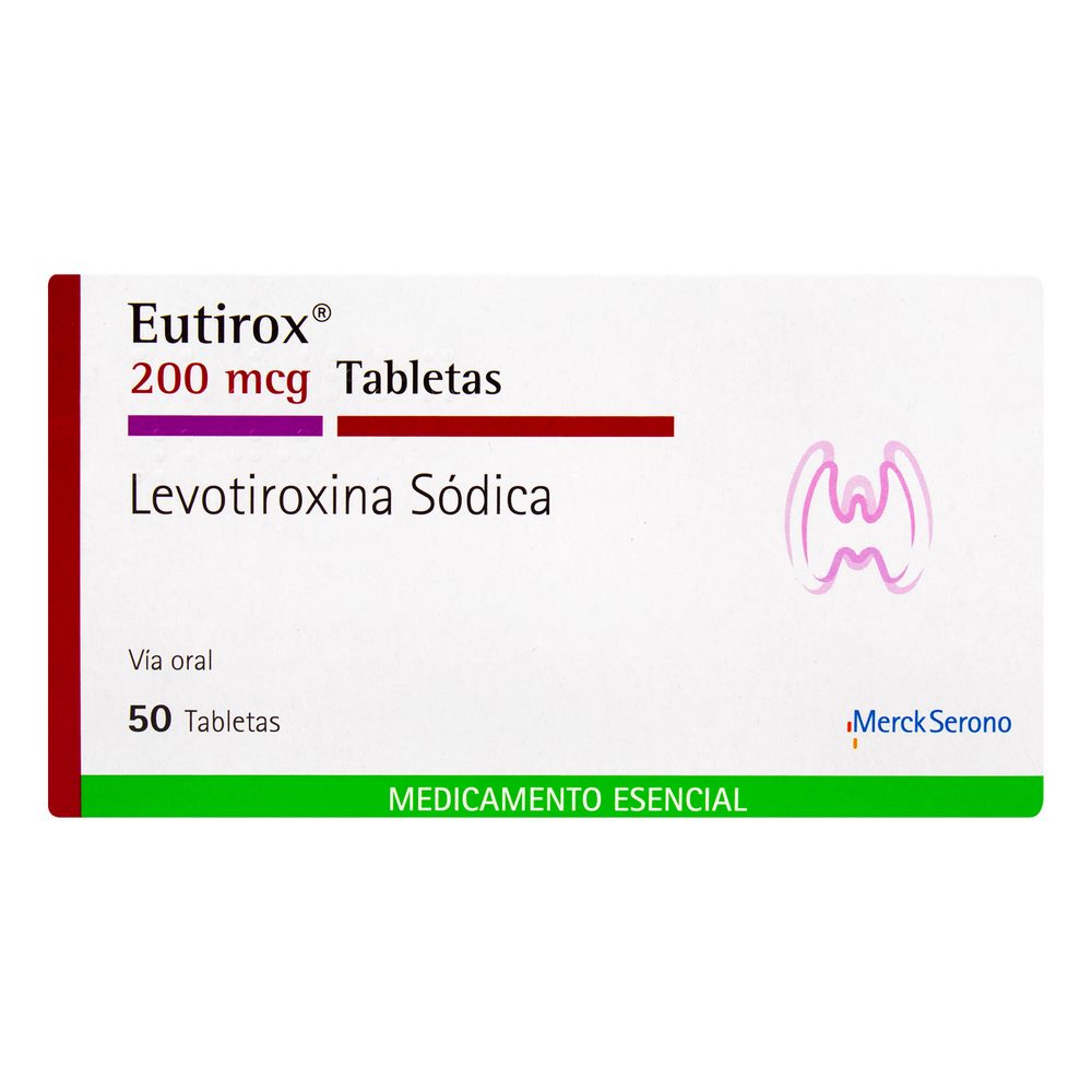 Eutirox 200 mcg - Levotiroxina Sódica 50 tabletas
