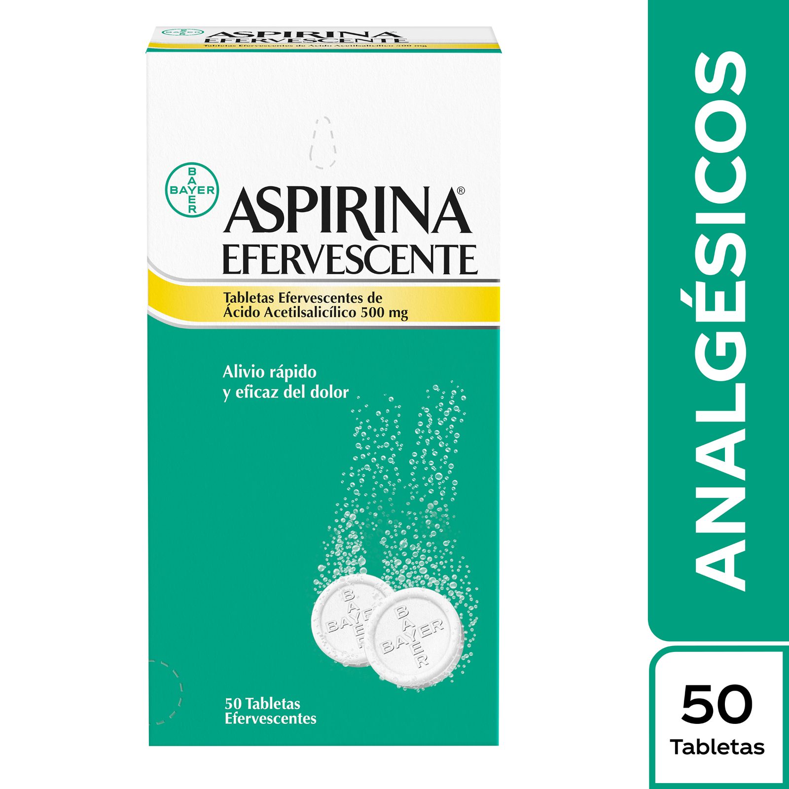Aspirina Efervescente 500 mg – 50 tabletas | Bayer